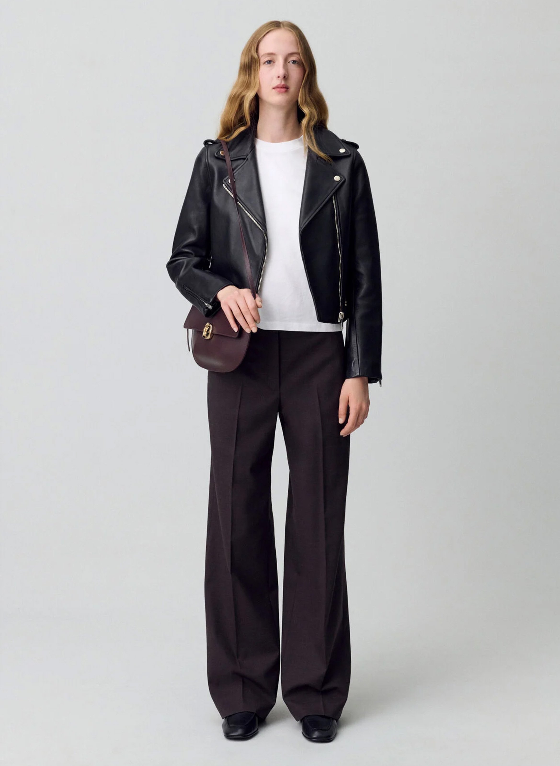 Blouson court en cuir CLAUDIE PIERLOT Noir