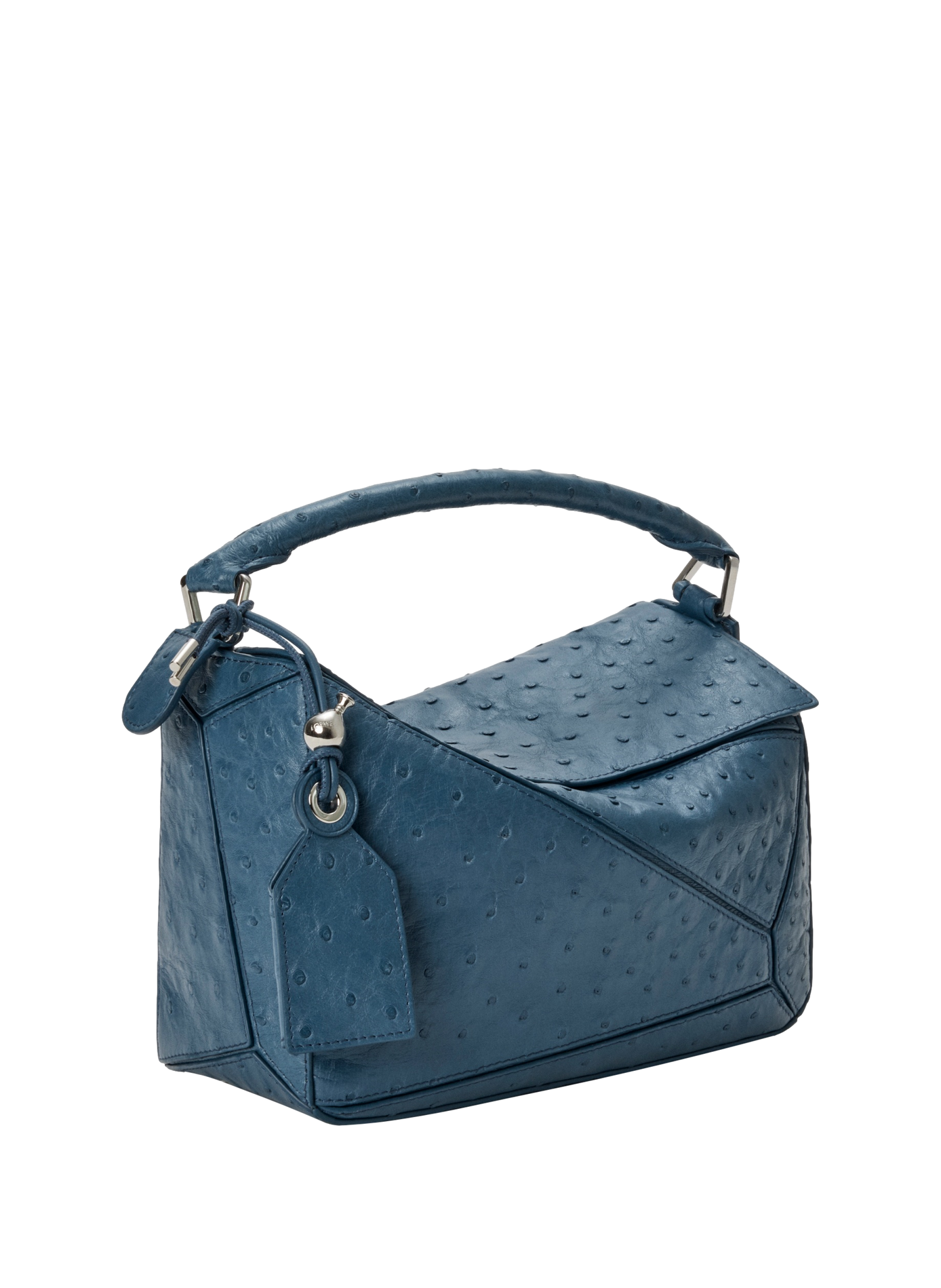 Small Featherlight Puzzle bag in ostrich leather LOEWE Blue