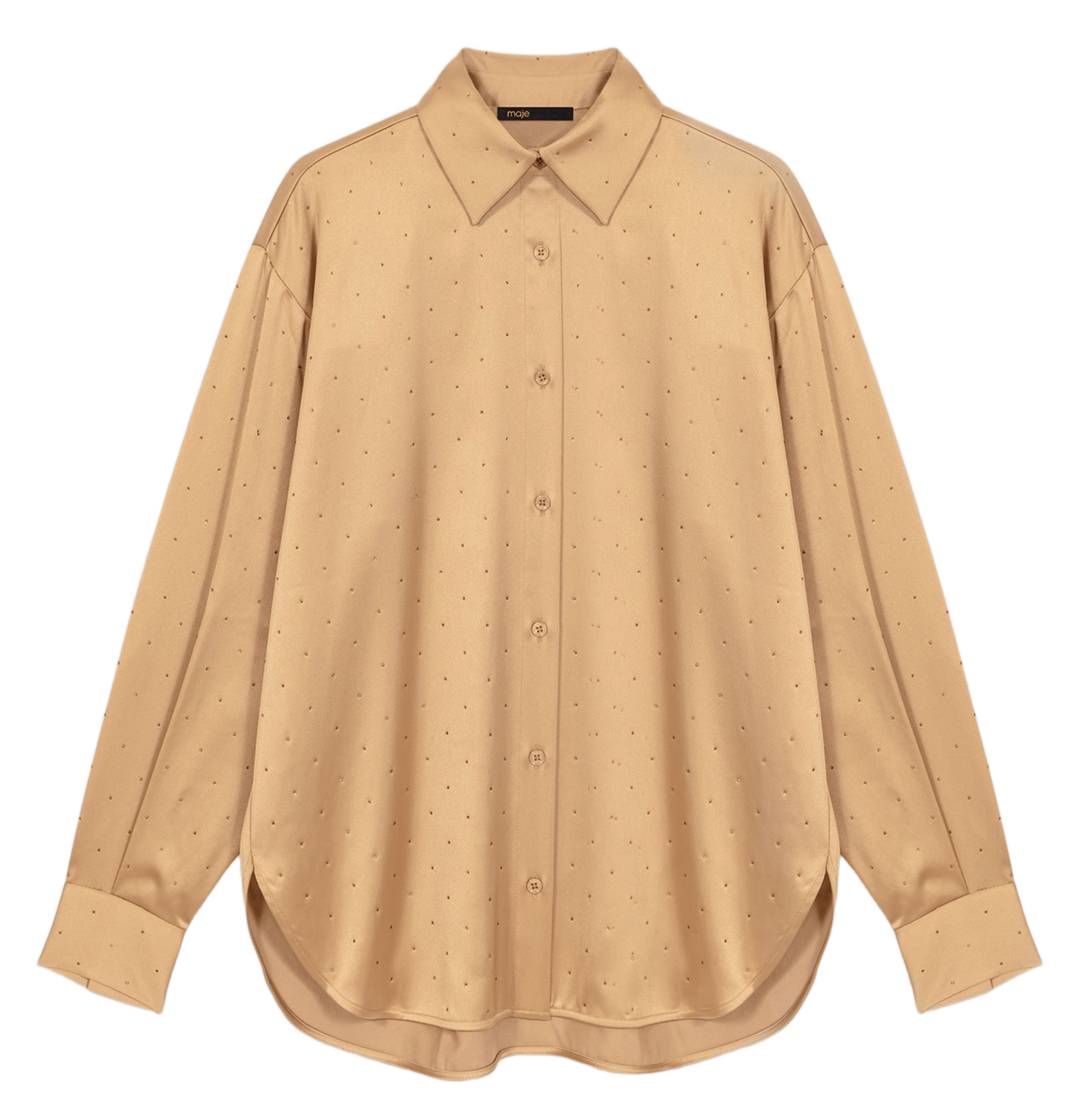 Chemise oversize col classique satinée MAJE Marron