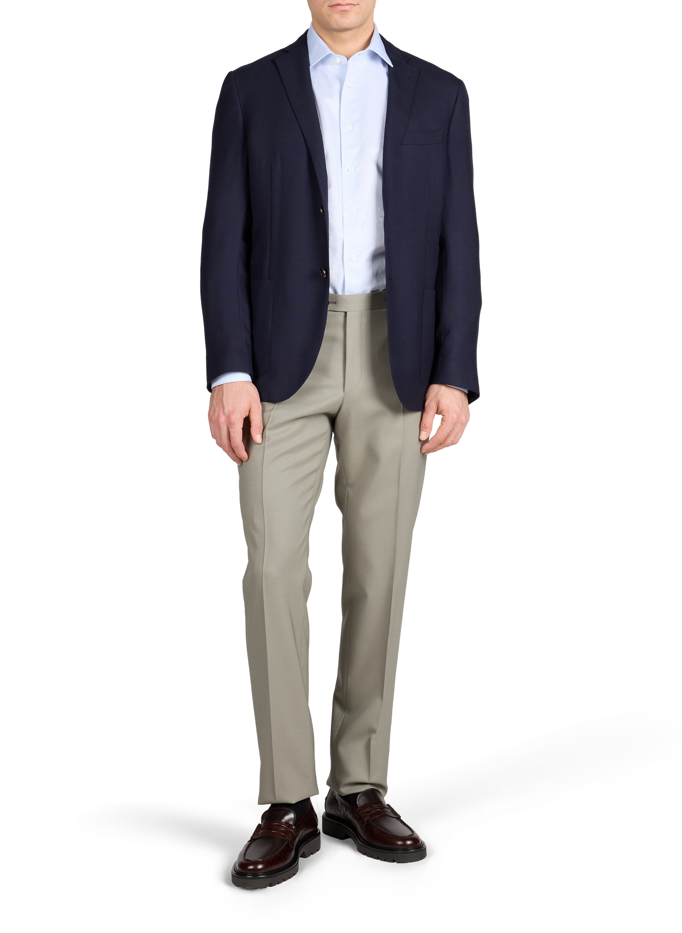 Blazer uni en laine vierge CORNELIANI Bleu