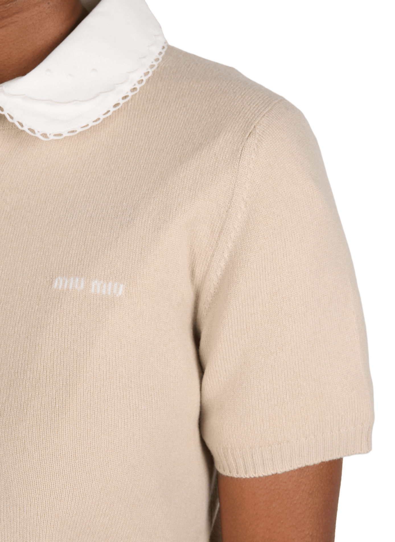 Top à col boutonné en cachemire MIU MIU Beige