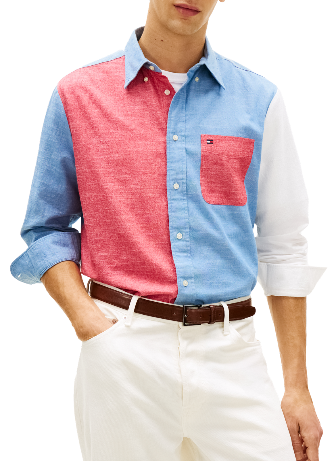 Straight shirt with classic collar in cotton TOMMY HILFIGER Red