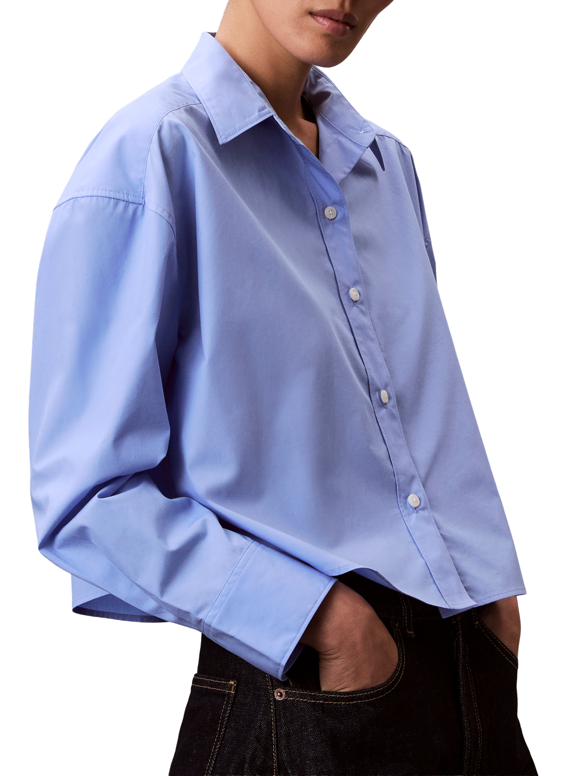 Chemise à coupe crop en coton CALVIN KLEIN Bleu