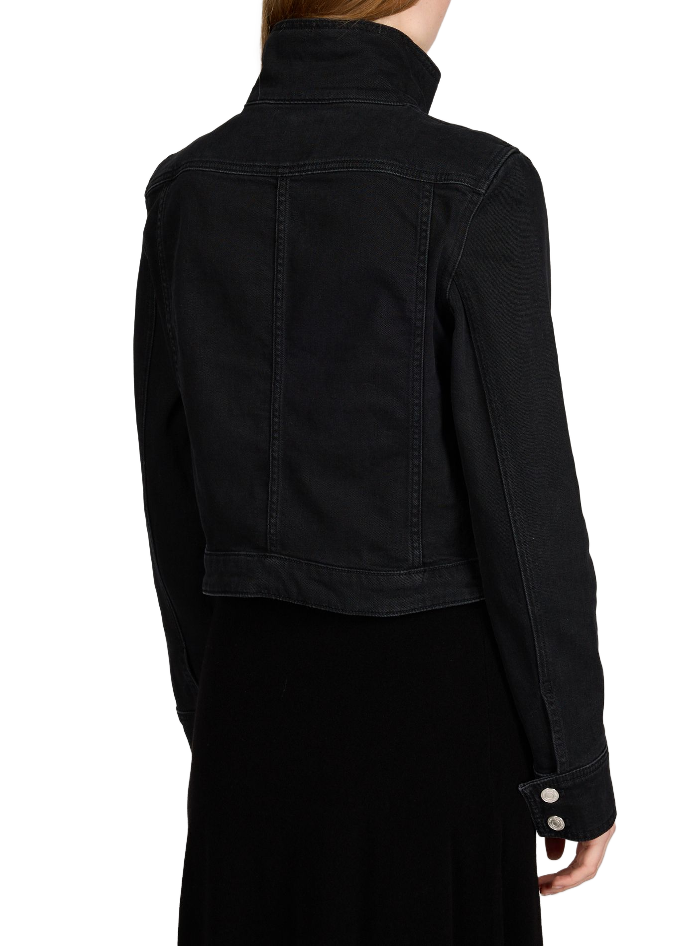 Veste denim droite en coton mélangé COURRÈGES Noir