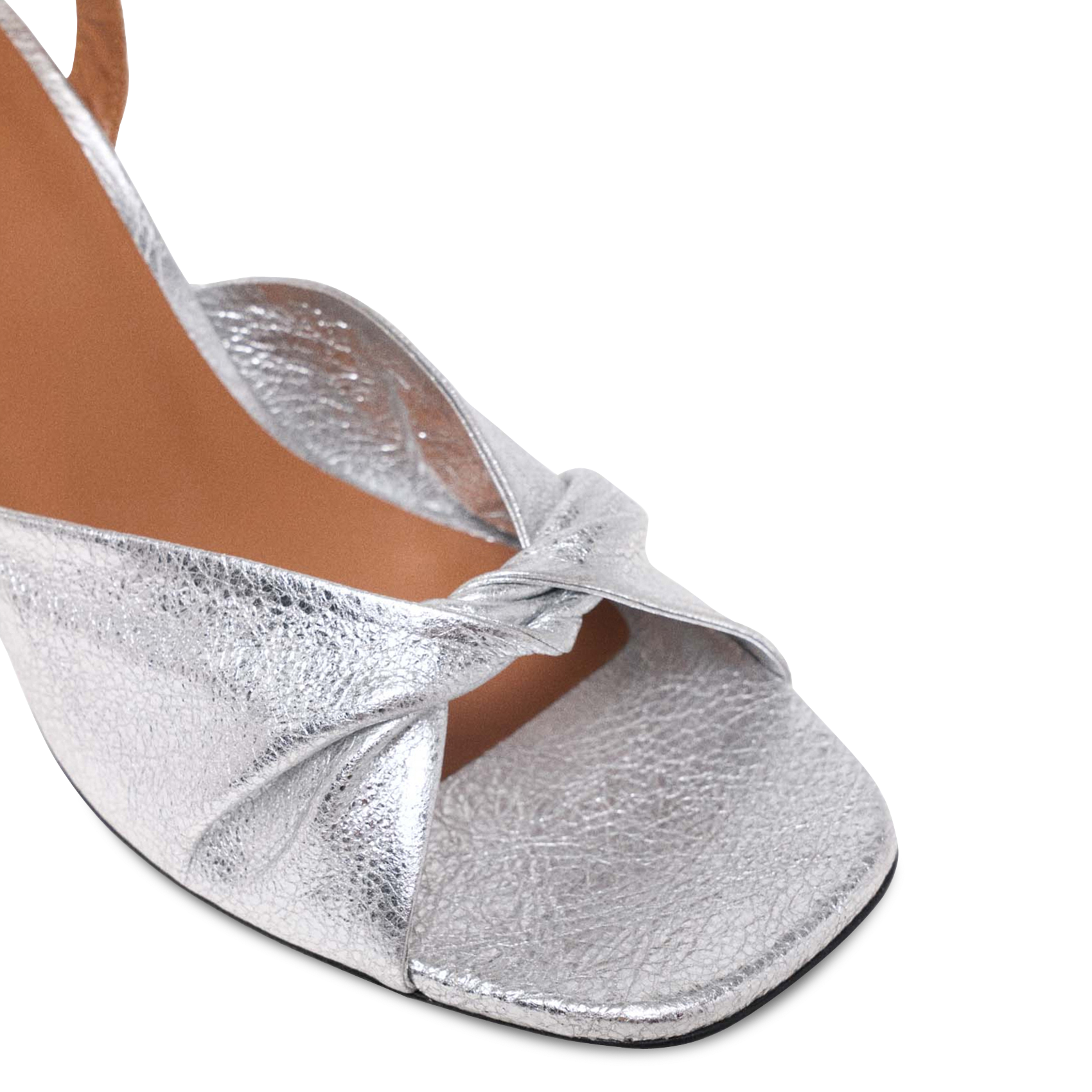 Sandales à talon en curi métallisé MAJE Argent