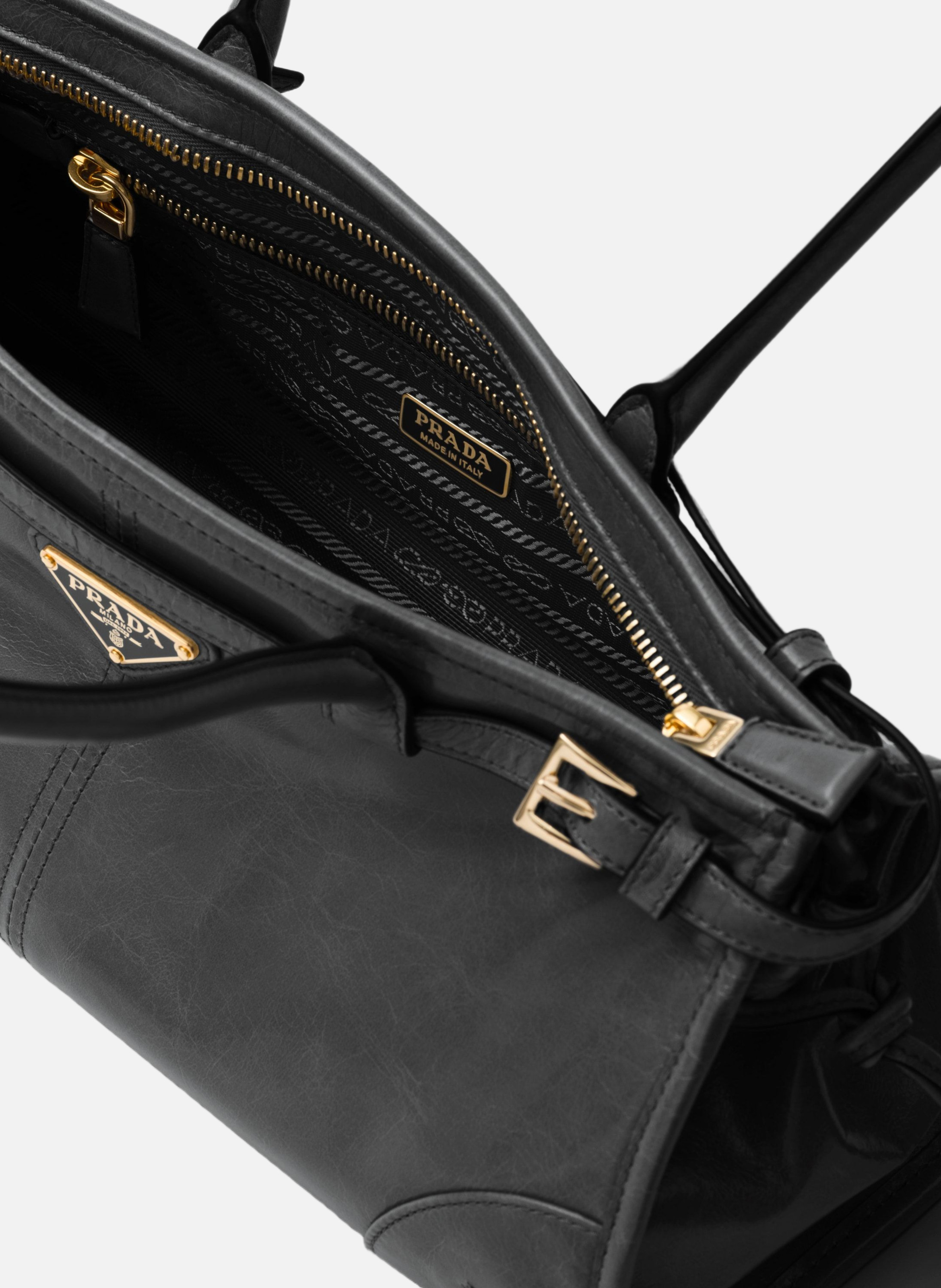 Sac à main prada bonnie en cuir PRADA Noir