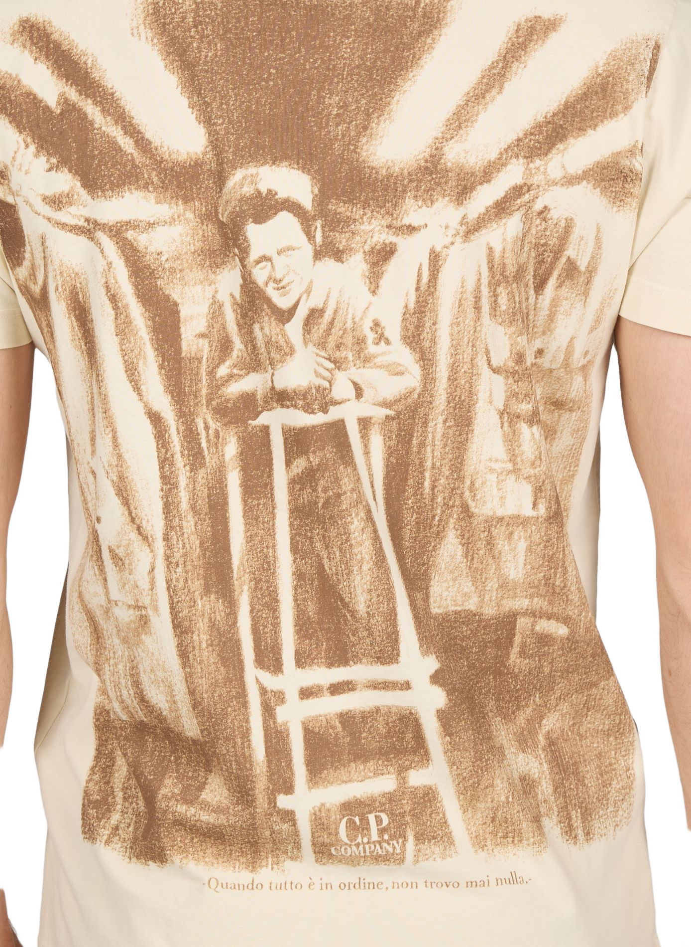 T-shirt imprimé en coton CP COMPANY Beige