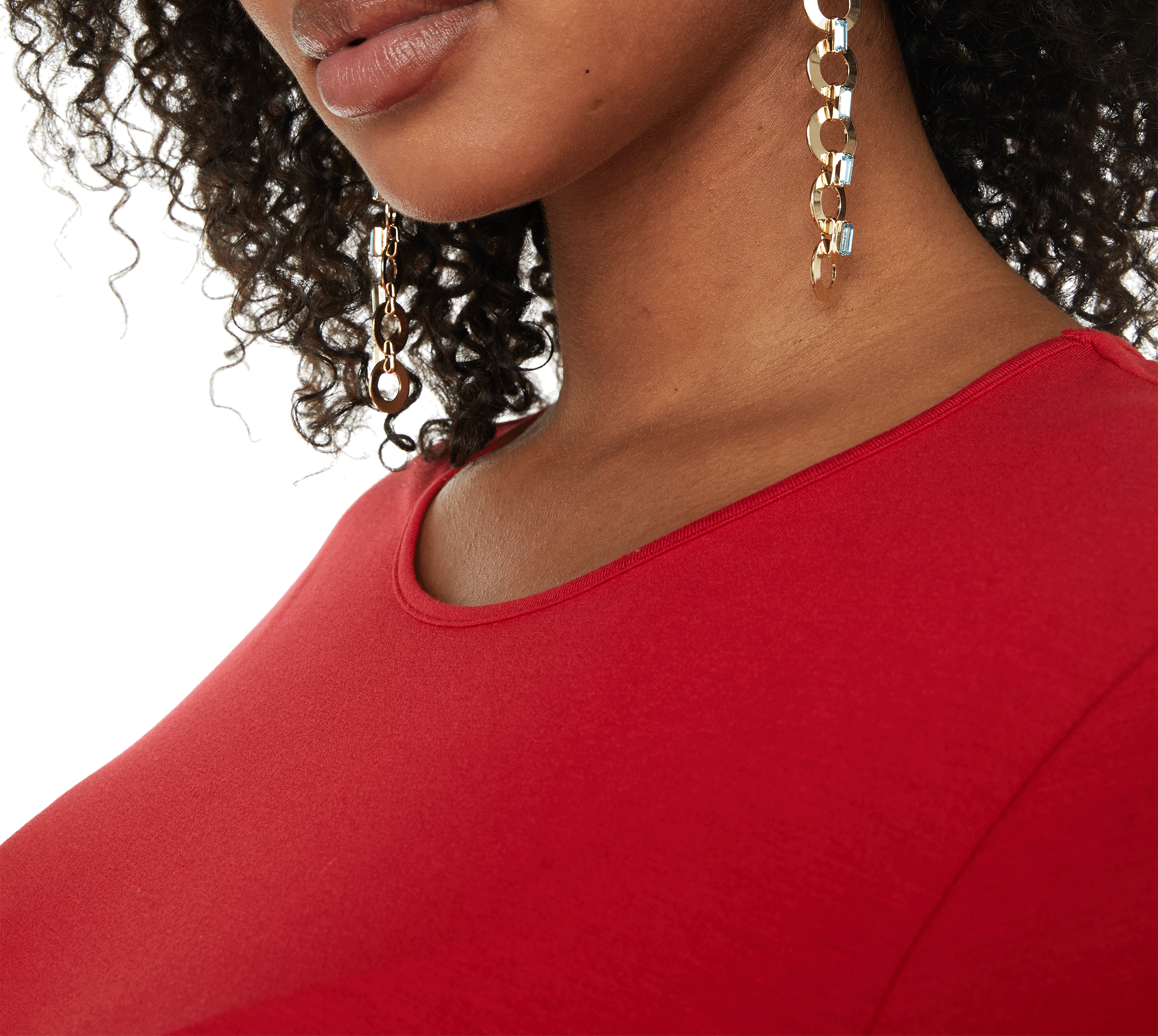 Genevette asymmetric round-neck stretch viscose T-shirt UNIVERSAL STANDARD Red