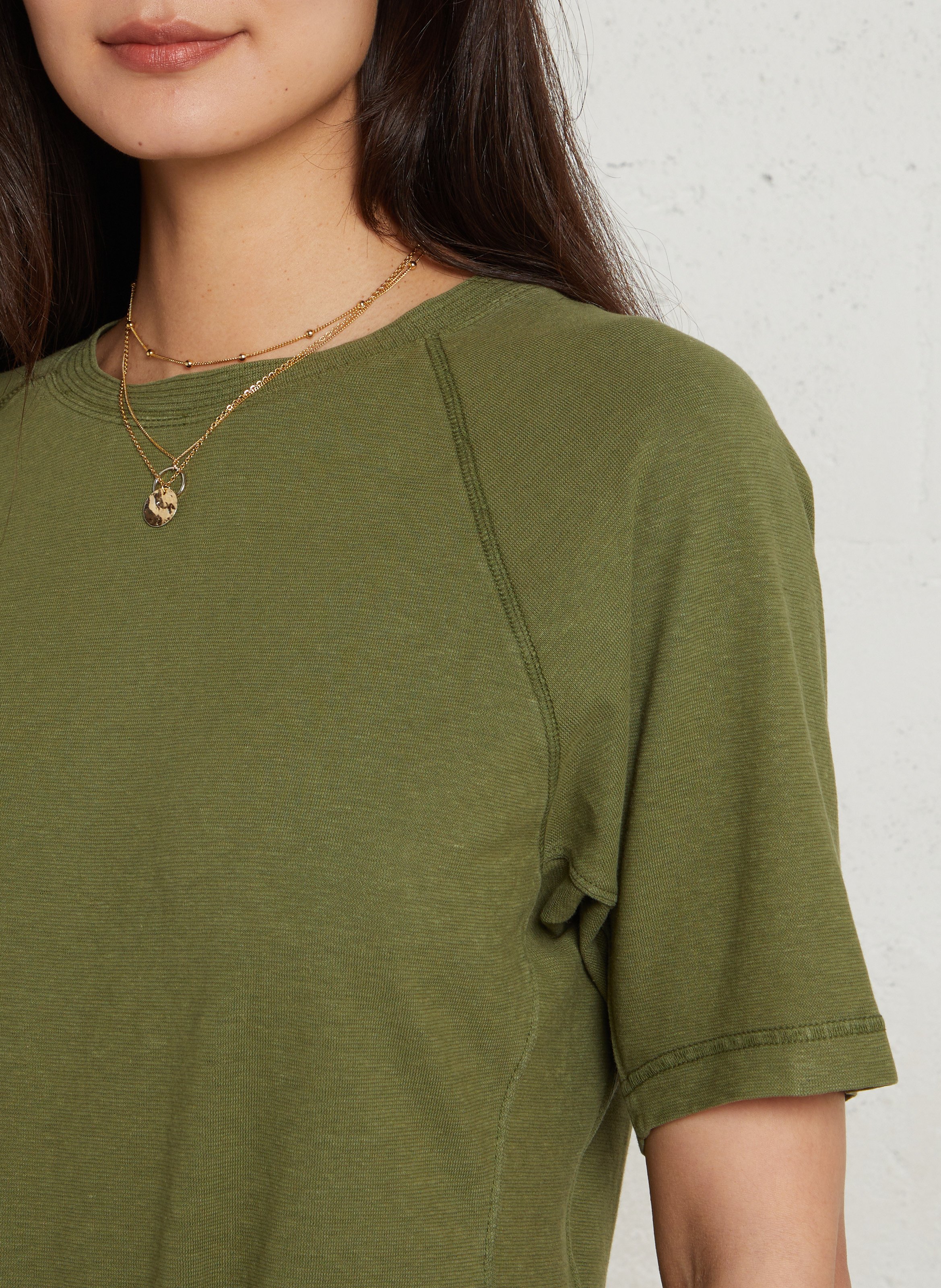 Tee-shirt col rond manches courtes uni Vert