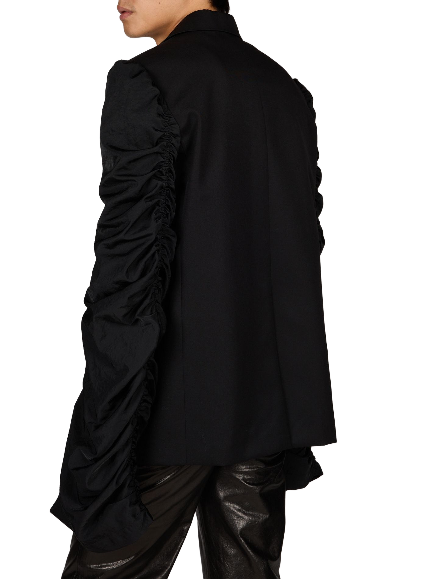 Straight wool blazer with gathered sleeves SEAN SUEN Black