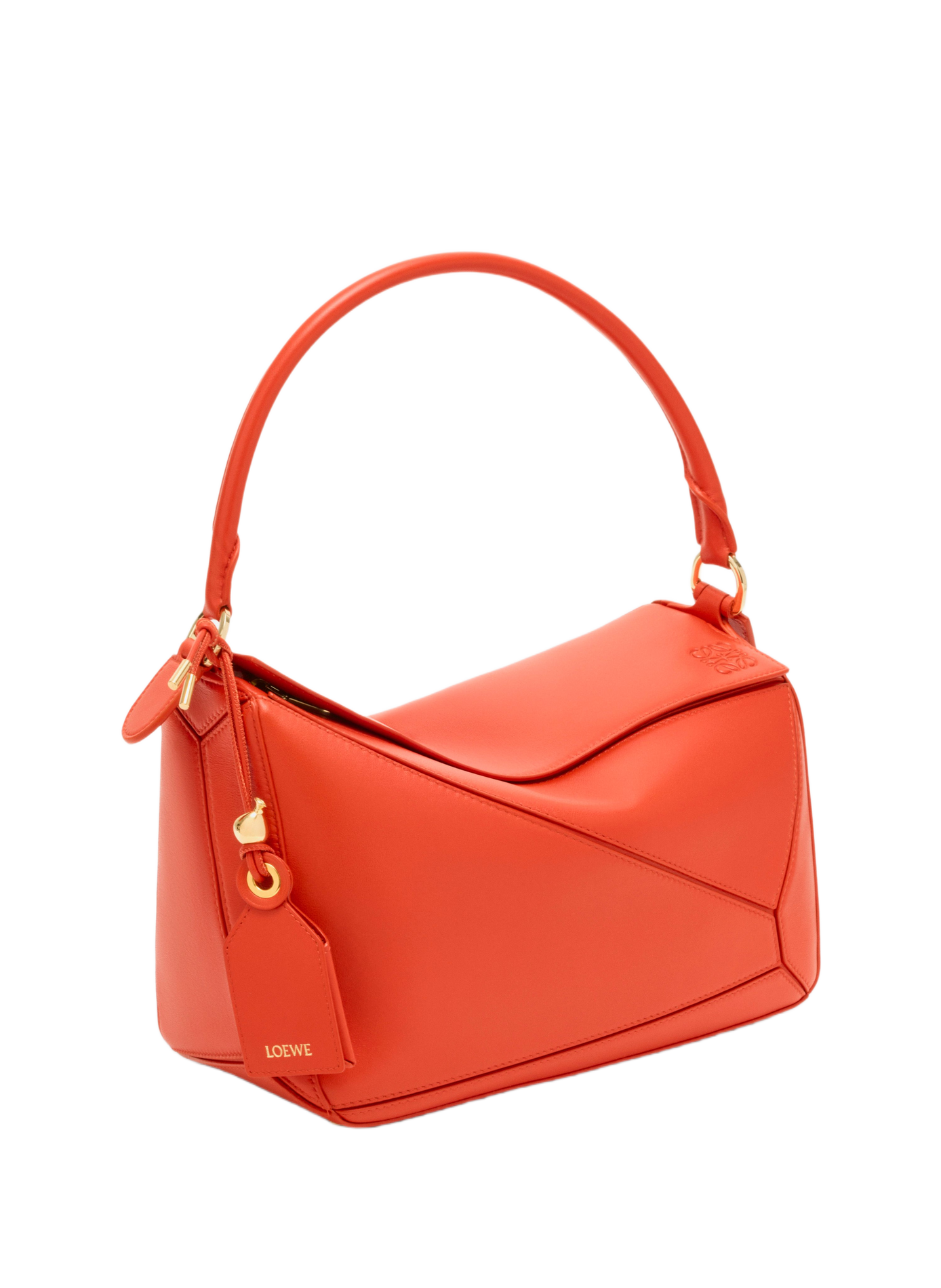 Medium Featherlight Puzzle Bag in Nappa Lambskin Leather LOEWE Orange
