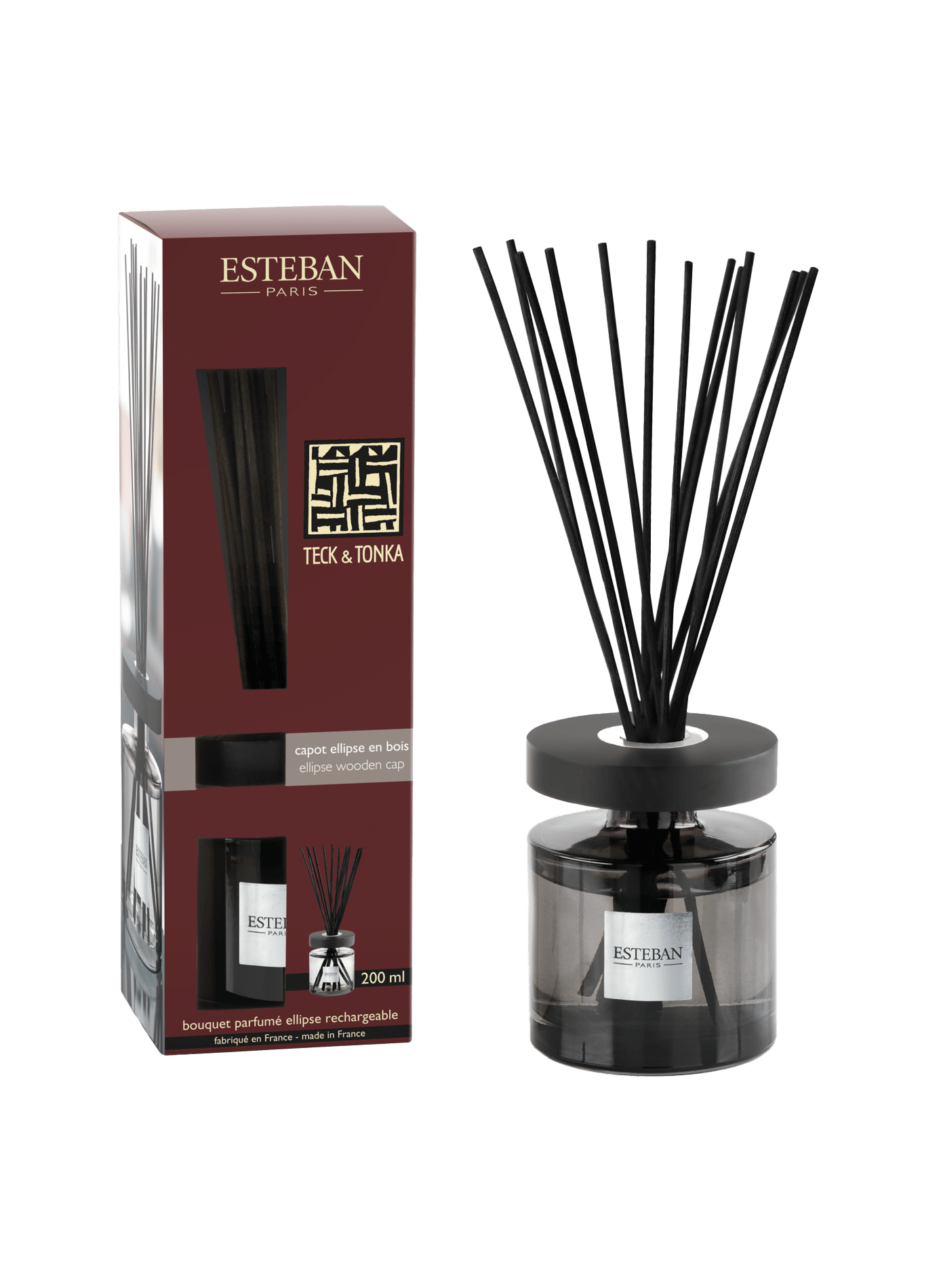 Geurig boeket Ovaal navulbaar Teck & Tonka 200 ml ESTEBAN Bruin