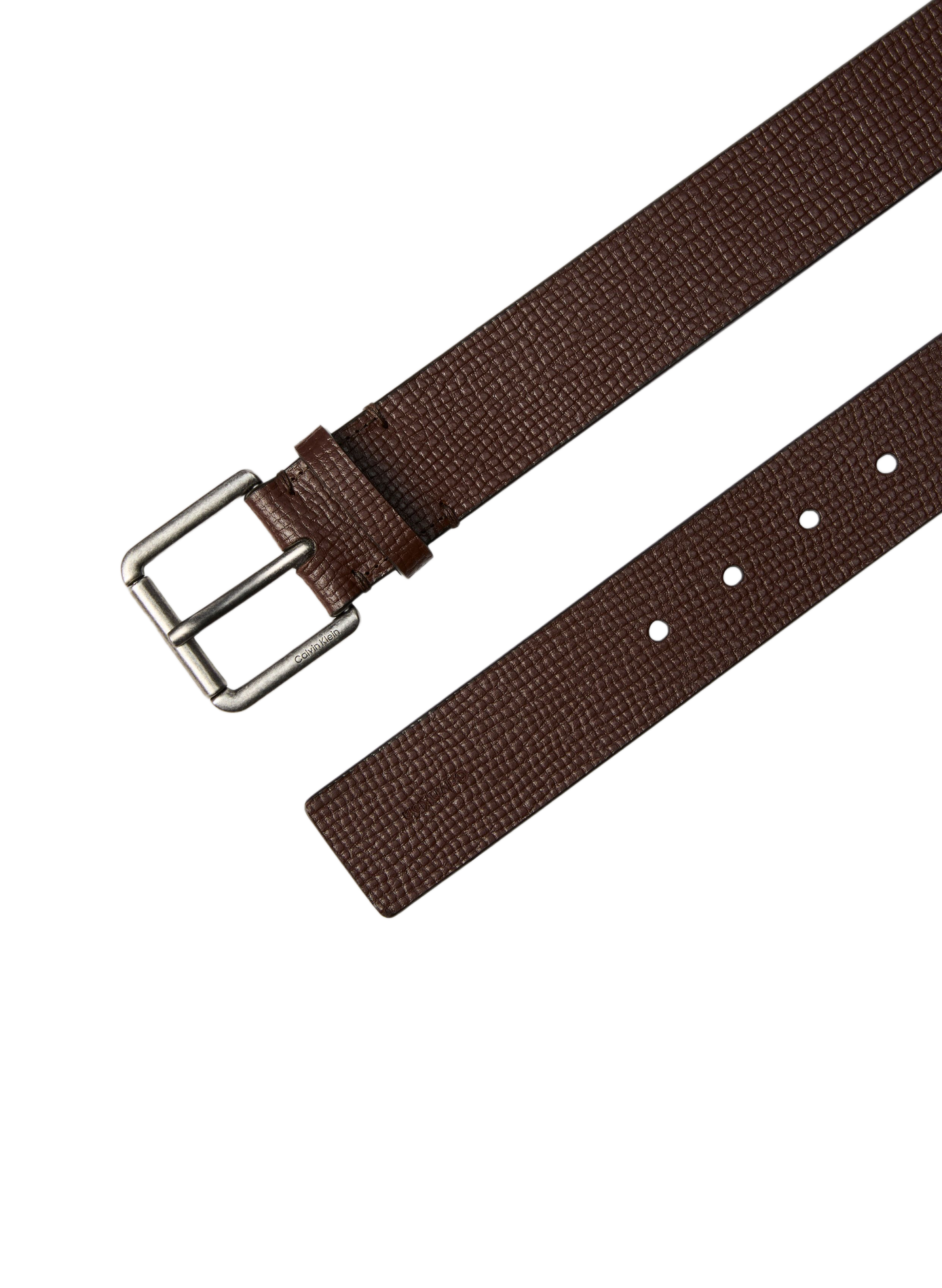 Textured Belt with Adjustable Leather Buckle CALVIN KLEIN Brown