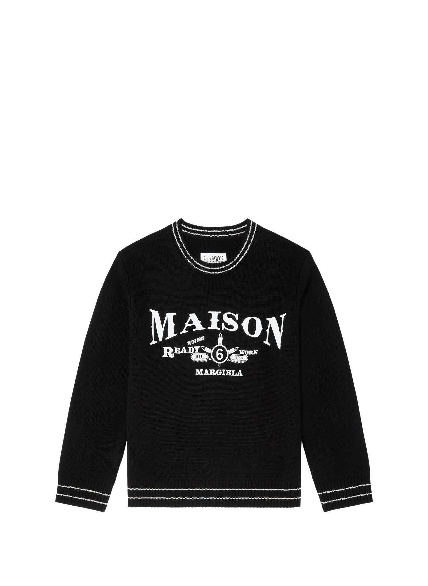 Pull droit à inscription devant MAISON MARGIELA Noir