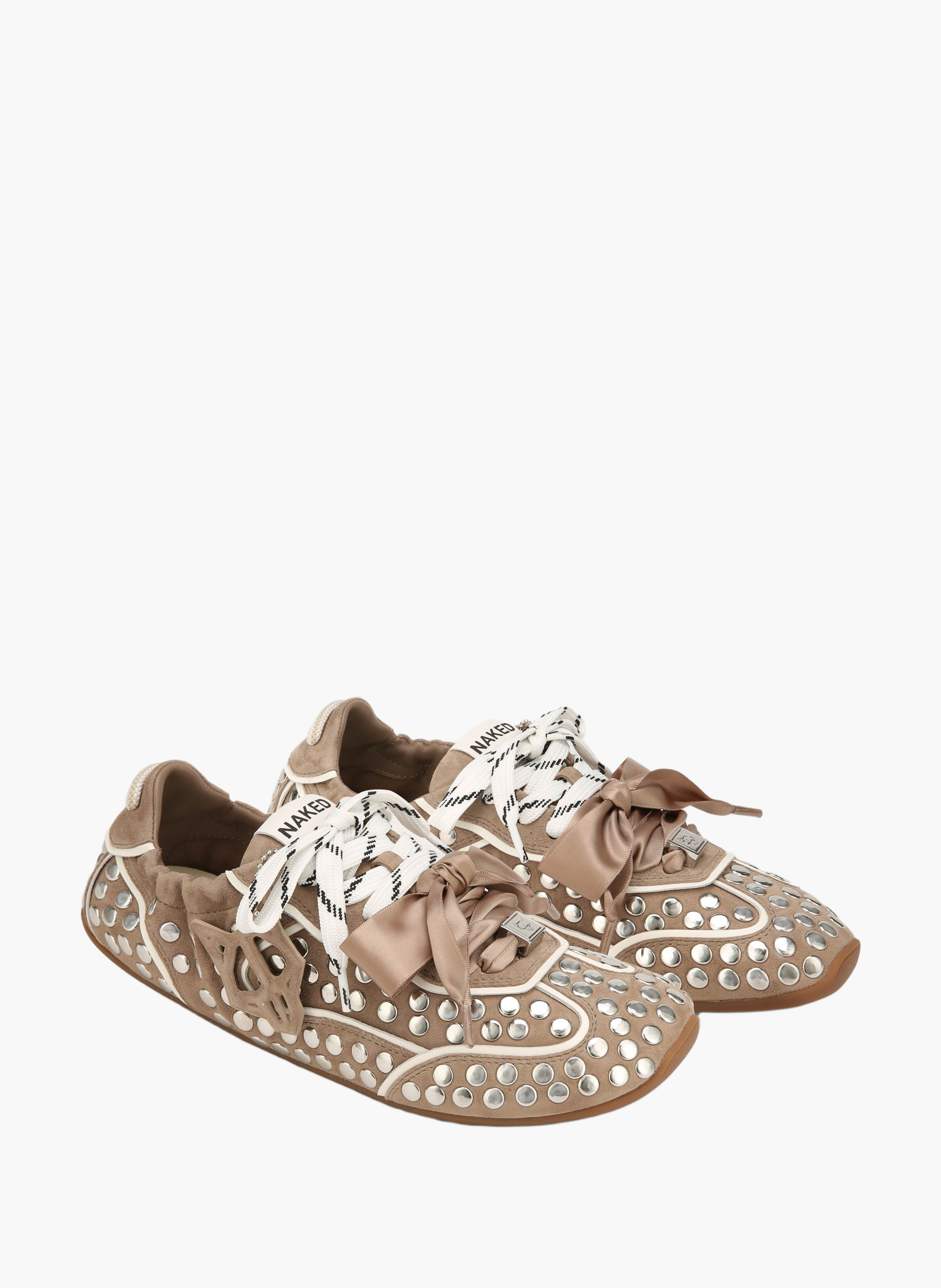 Soul-sneakers van suède met studs NAKED WOLFE Bruin