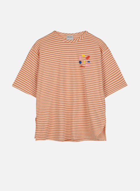 Gestreiftes Baumwoll-T-Shirt OrangeBOBO CHOSES 