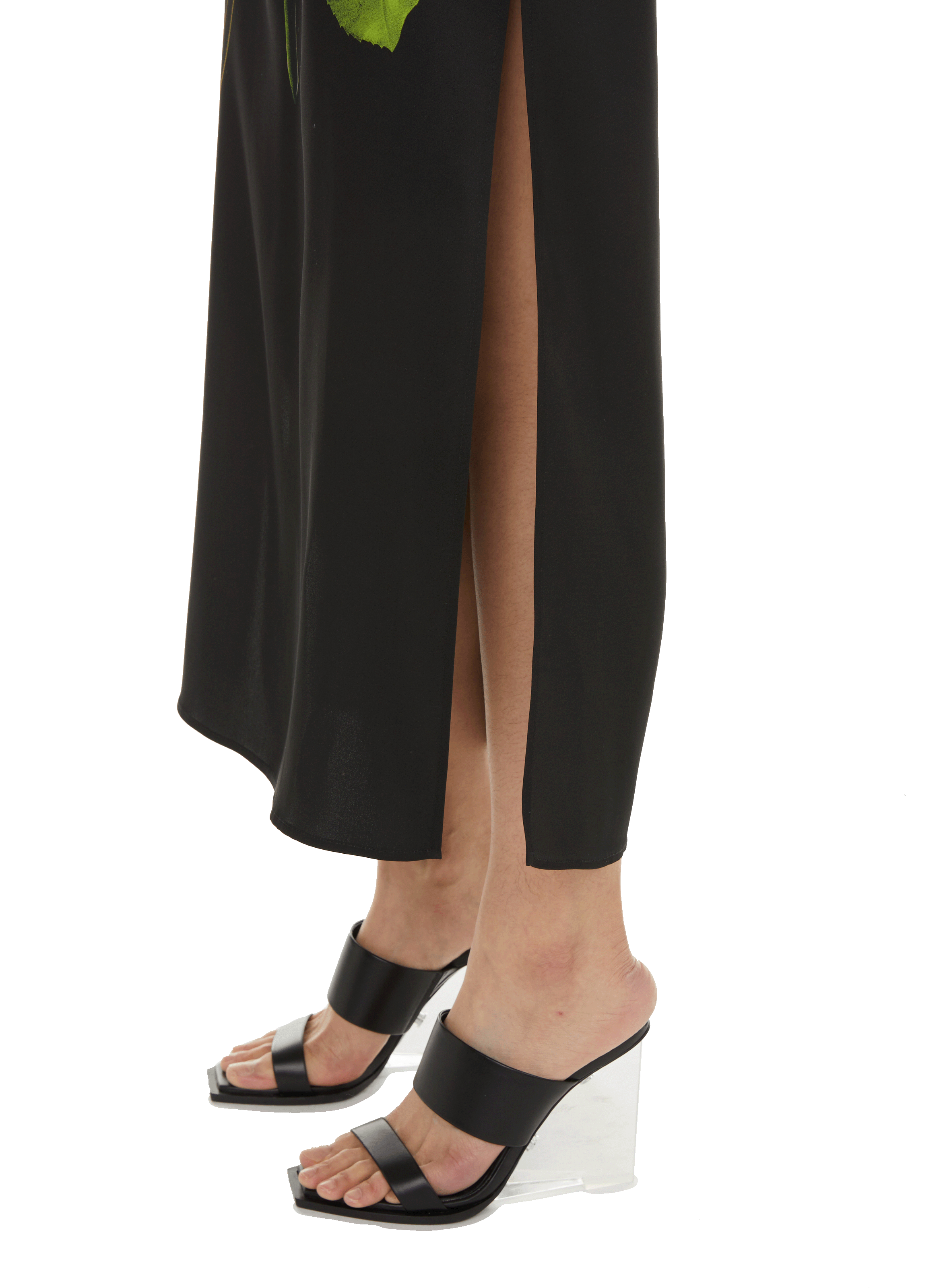 Robe crayon longue à motif en soie ALEXANDER MCQUEEN Noir