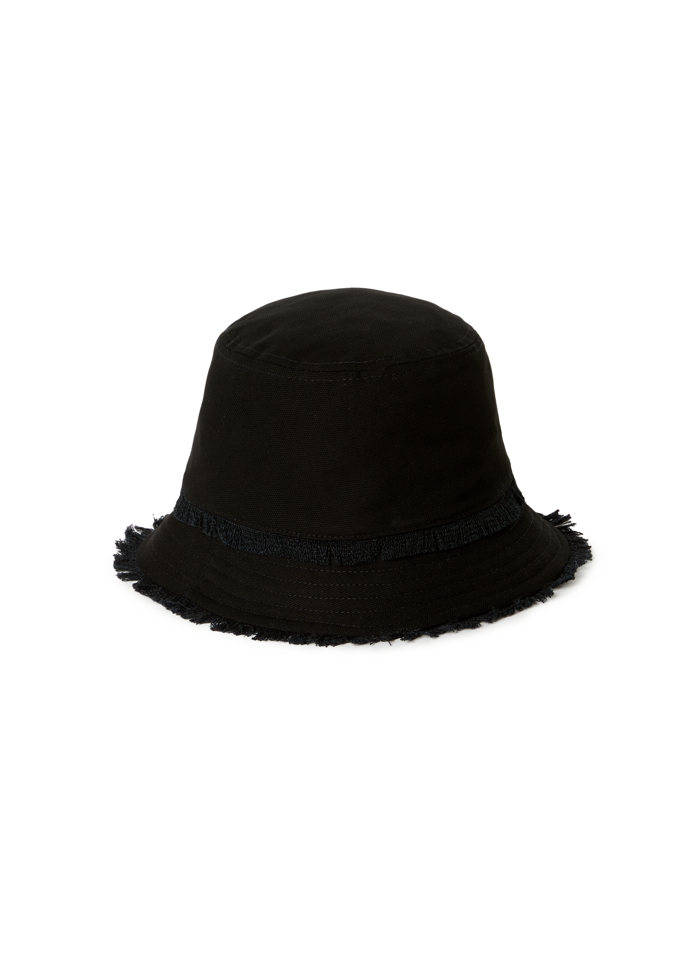 Bob à franges en coton Noir