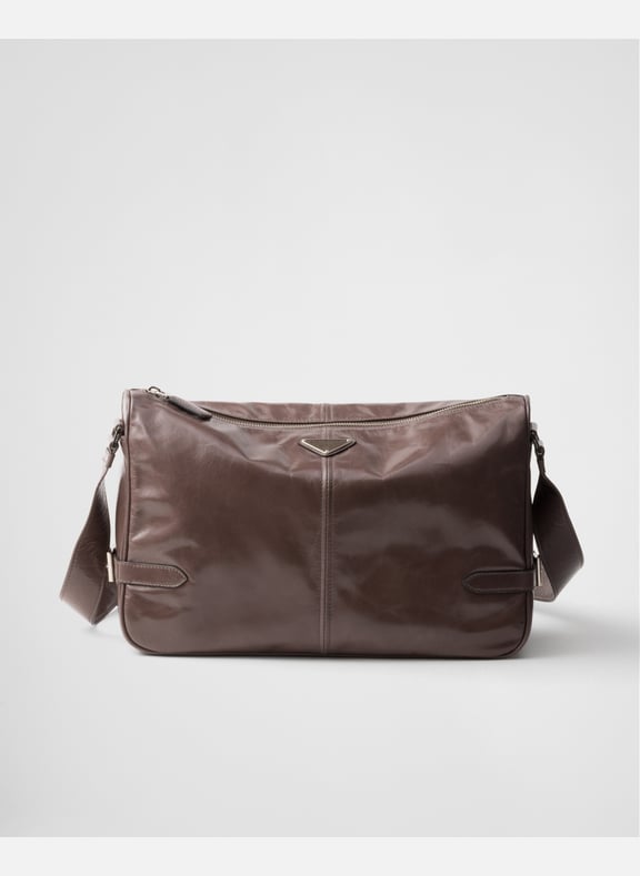 Sac à bandoulière en cuir Gris by PRADA PRADA Sac à bandoulière en cuir Gris