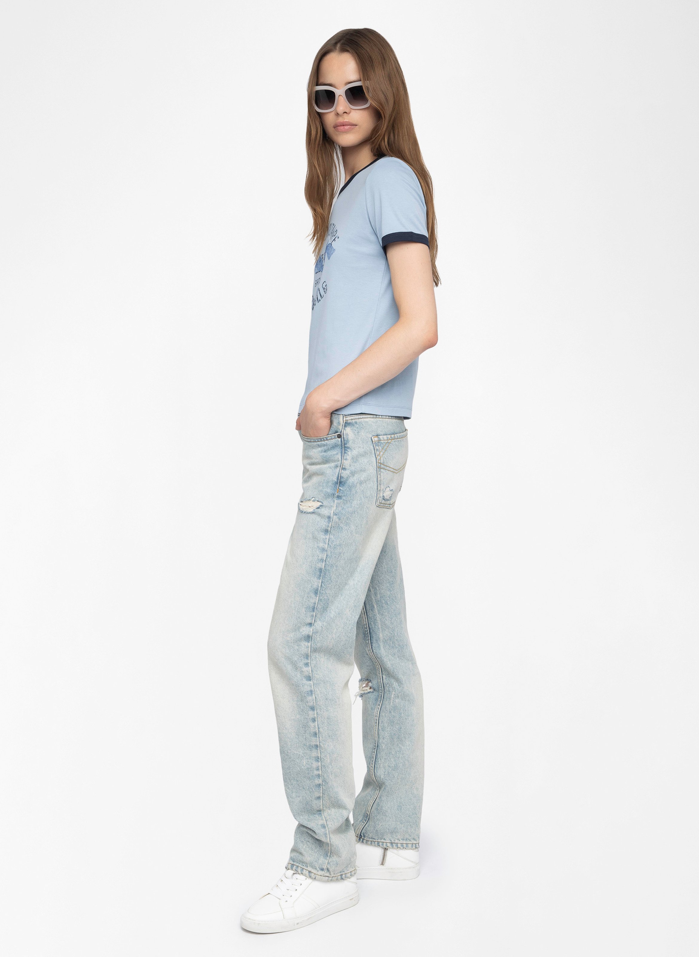 T-shirt manches courtes contrasté woos ZADIG&VOLTAIRE Bleu