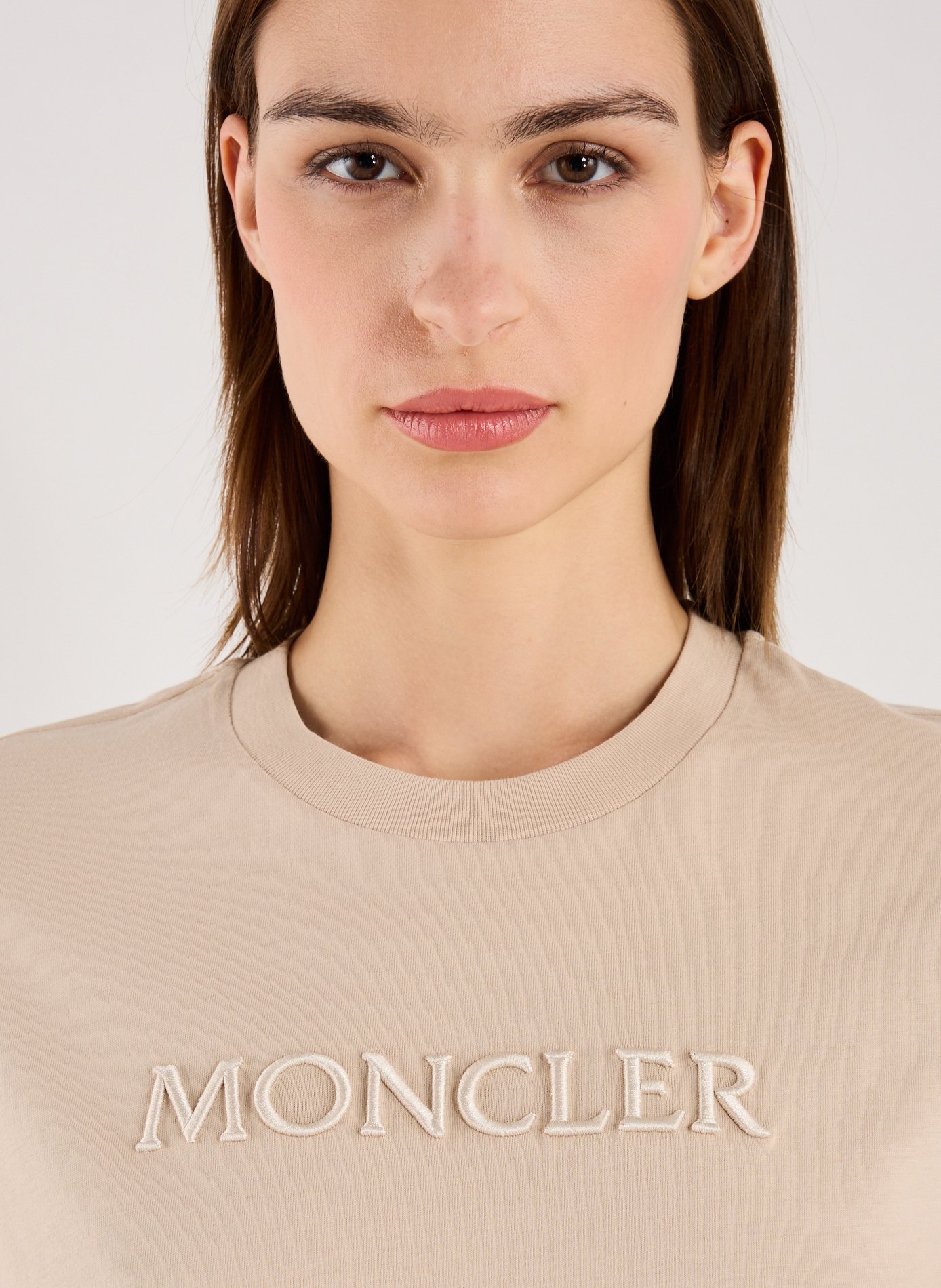 Cotton Logo T-shirt MONCLER Beige