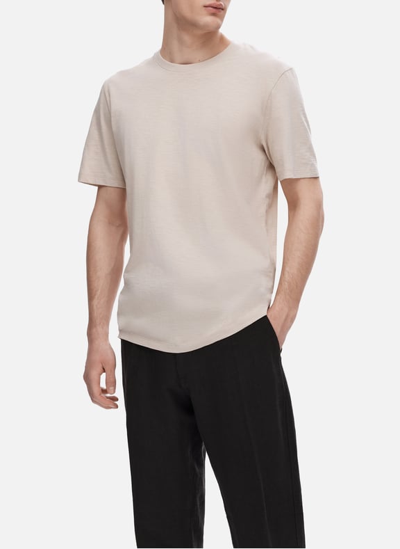 Straight-fit cotton T-shirt Beige by SELECTED SELECTED Straight-fit cotton T-shirt Beige