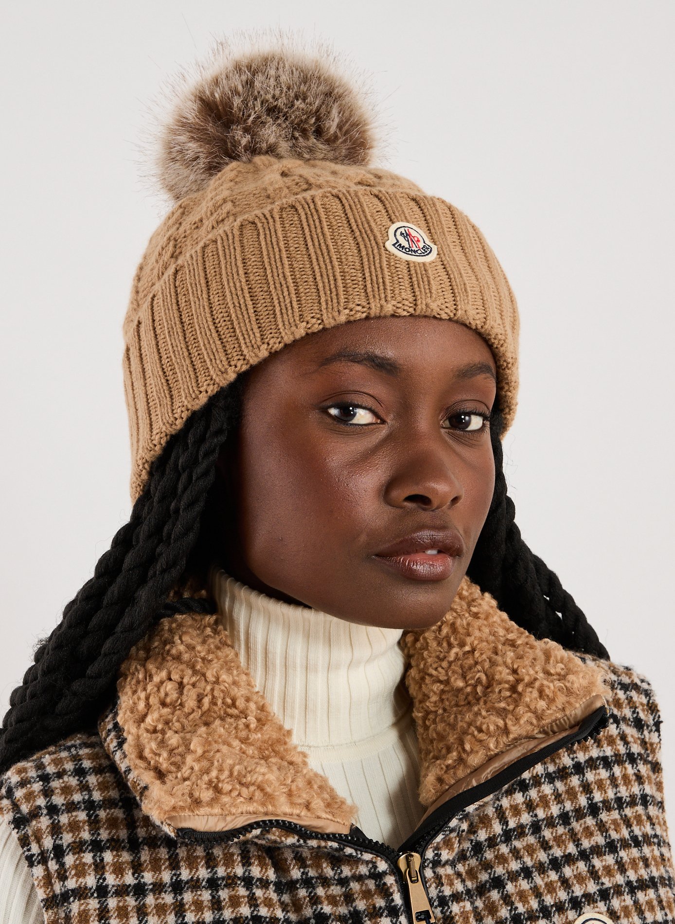Wool and cashmere beanie MONCLER Beige