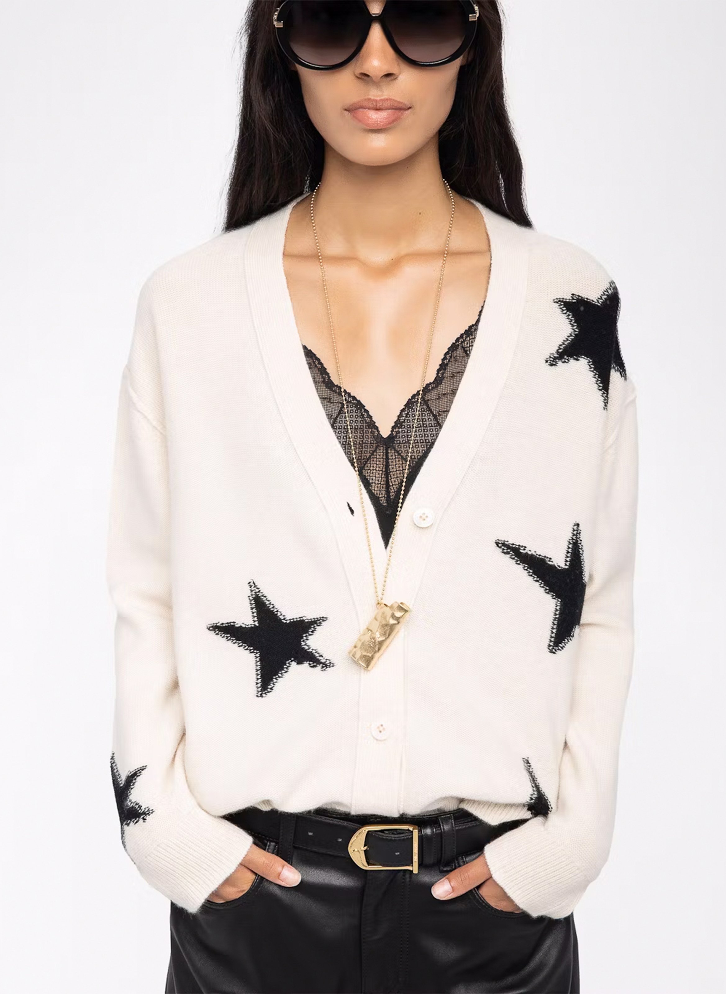 Gilet col v à motifs mirkaz ZADIG&VOLTAIRE Blanc