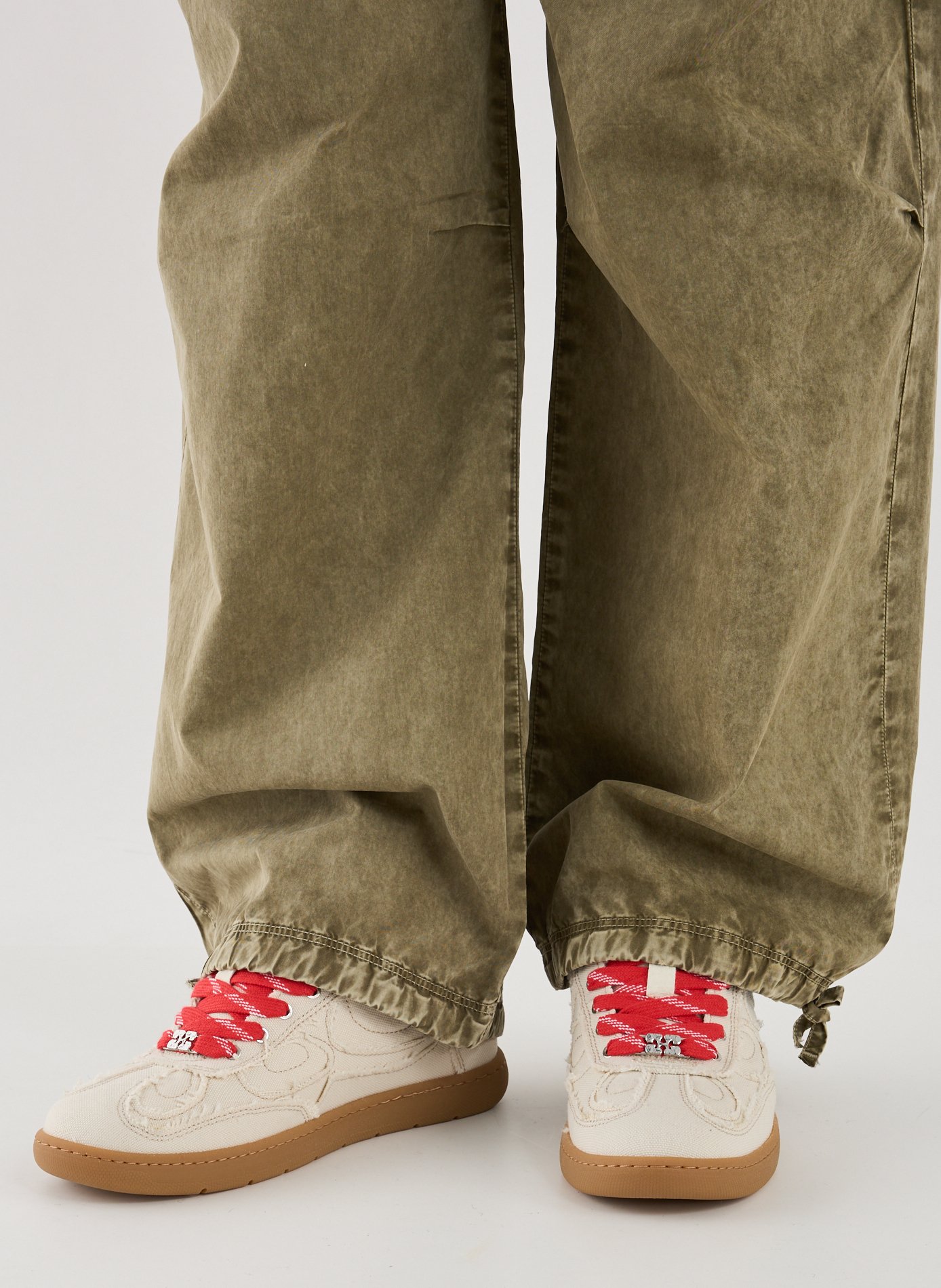 Baskets en toile à motifs surpiqués GANNI Beige