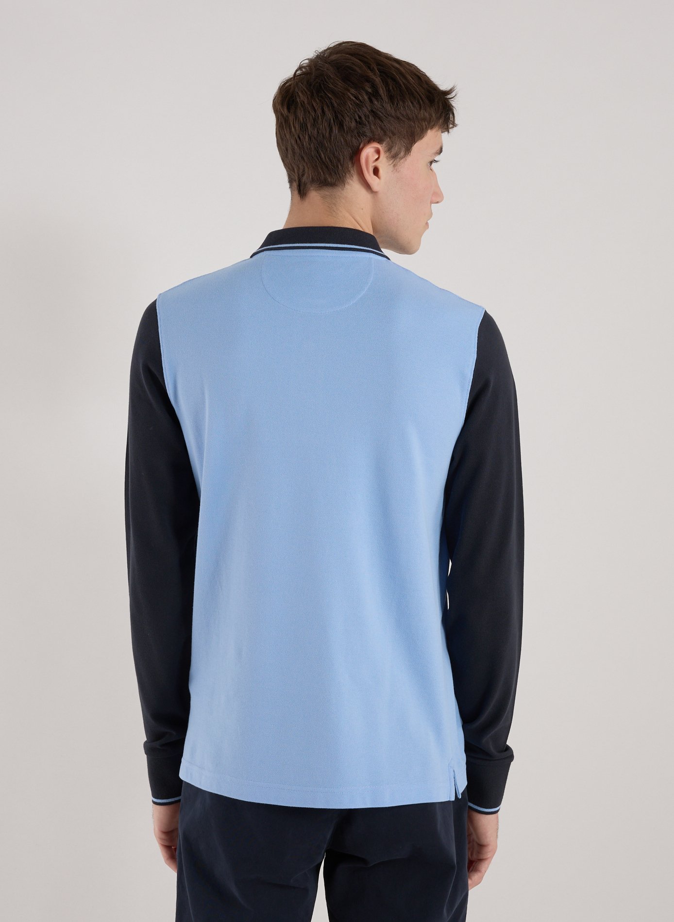 Long-sleeved cotton polo shirt EDEN PARK Blue