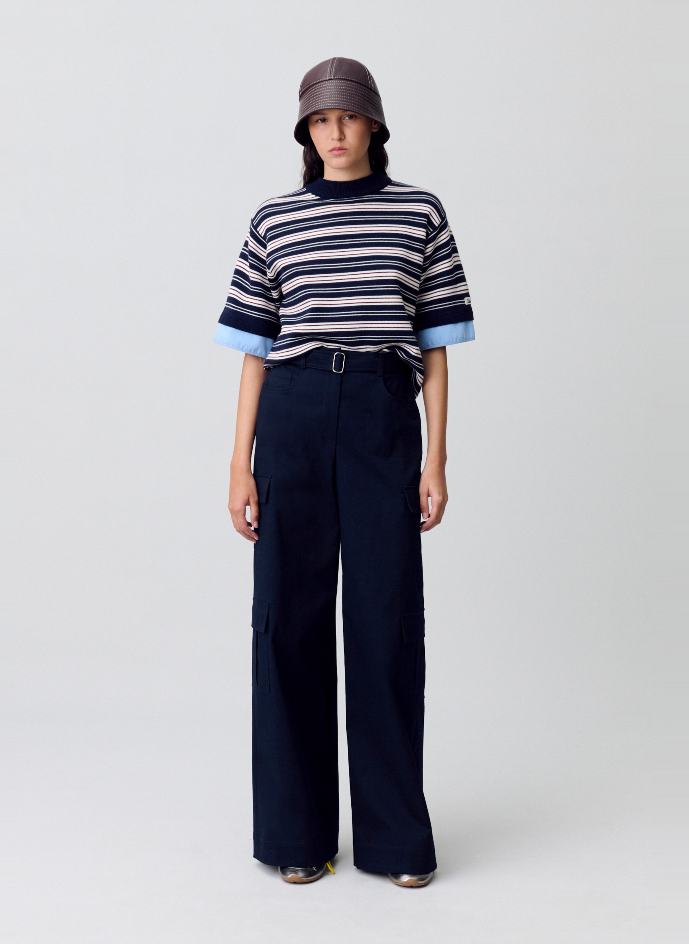 Pantalon large type cargo uni patty CLAUDIE PIERLOT Bleu