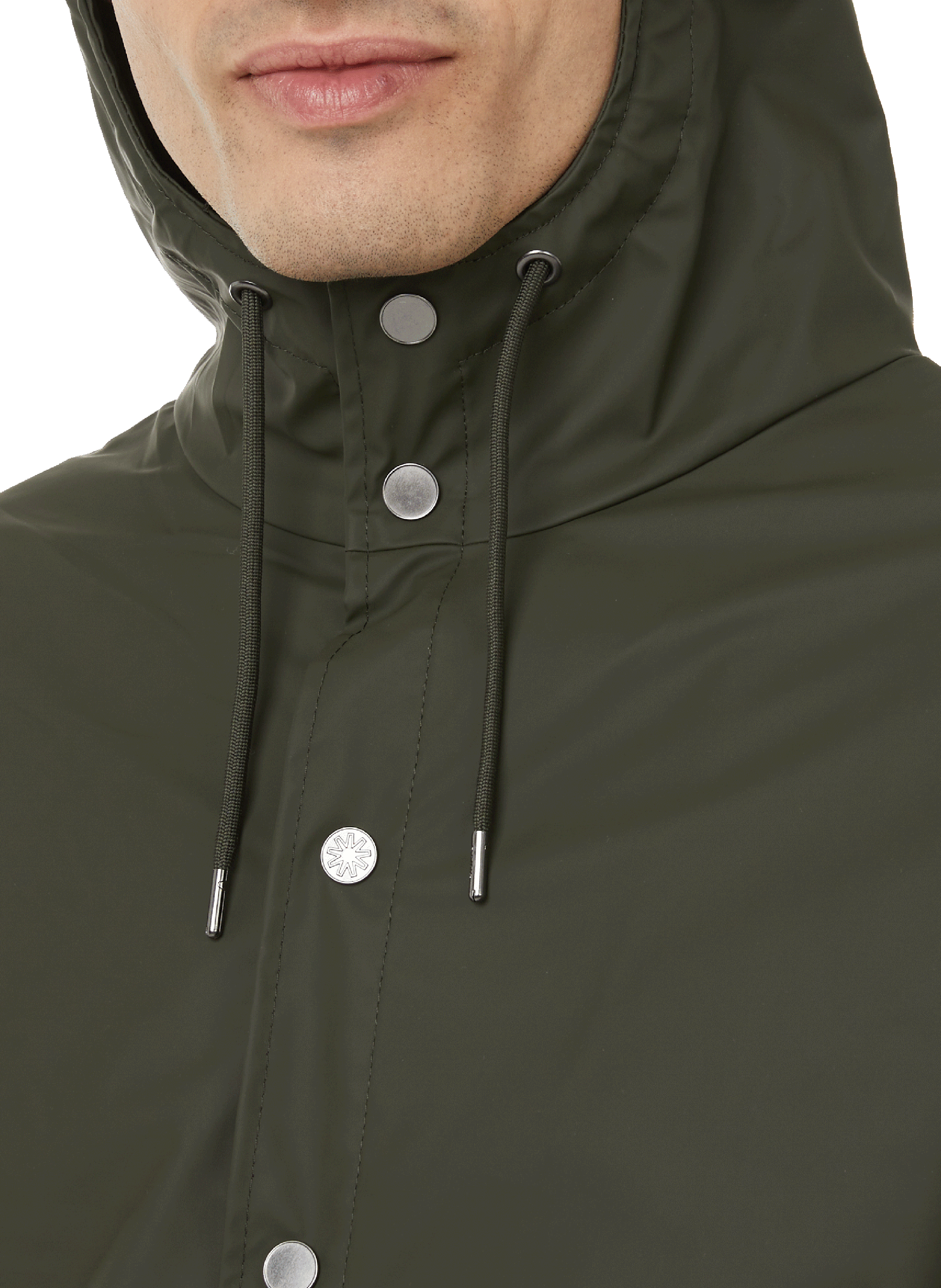 Long hooded raincoat RAINS Khaki