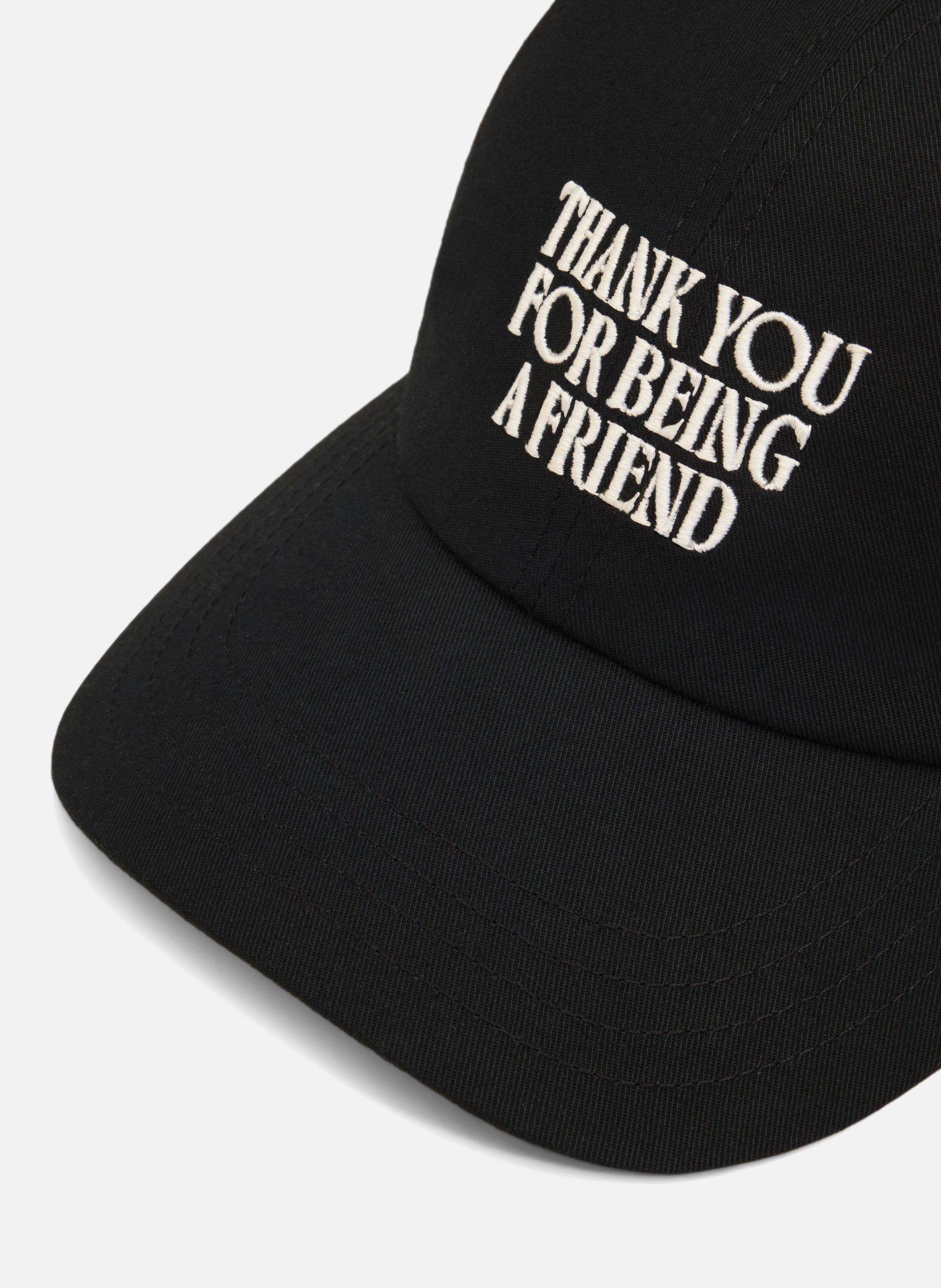 Casquette broderie thank you for being a friend unisexe en coton AMI PARIS Noir