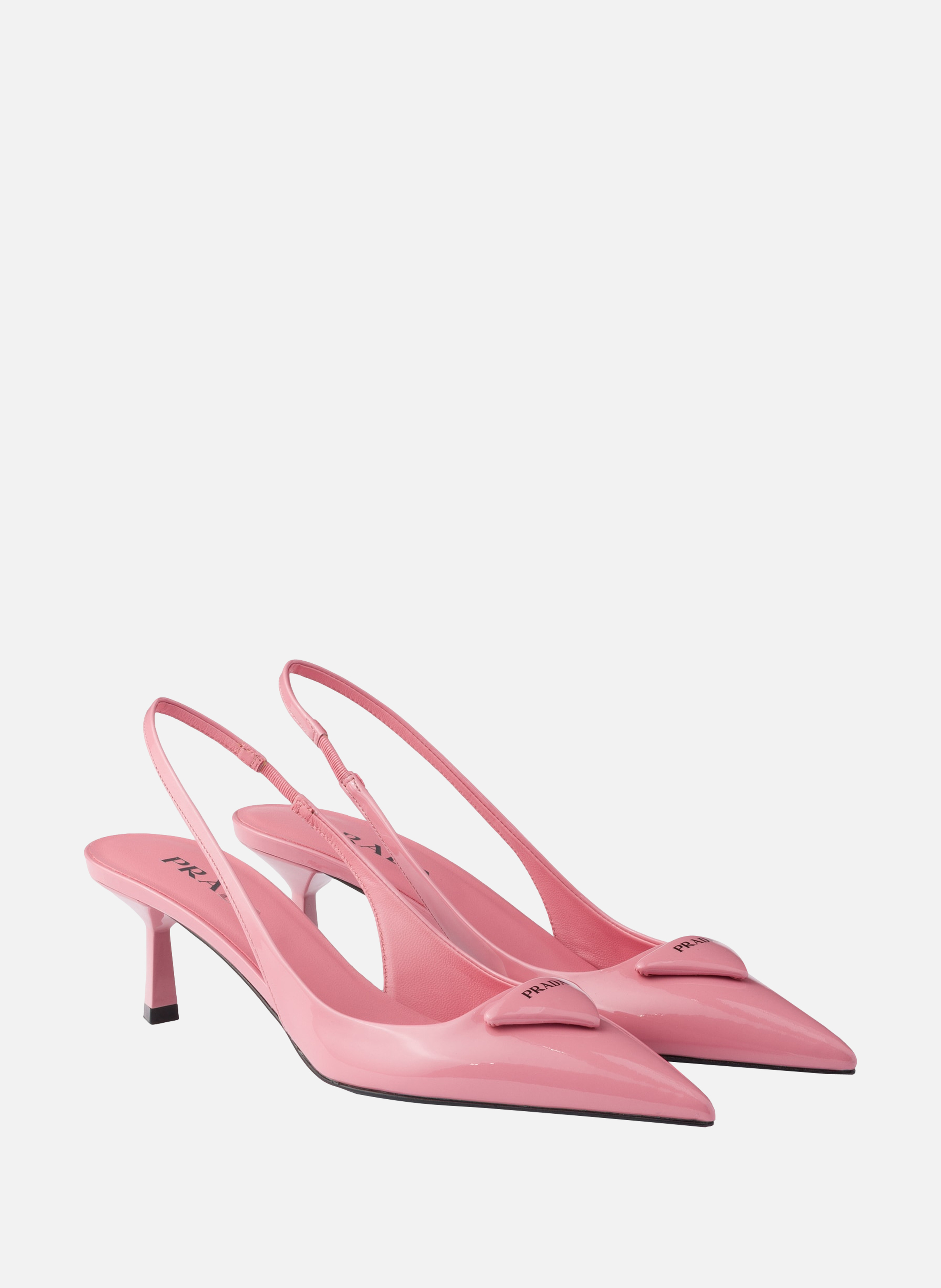 Escarpins à bride arrière en cuir verni PRADA Rose