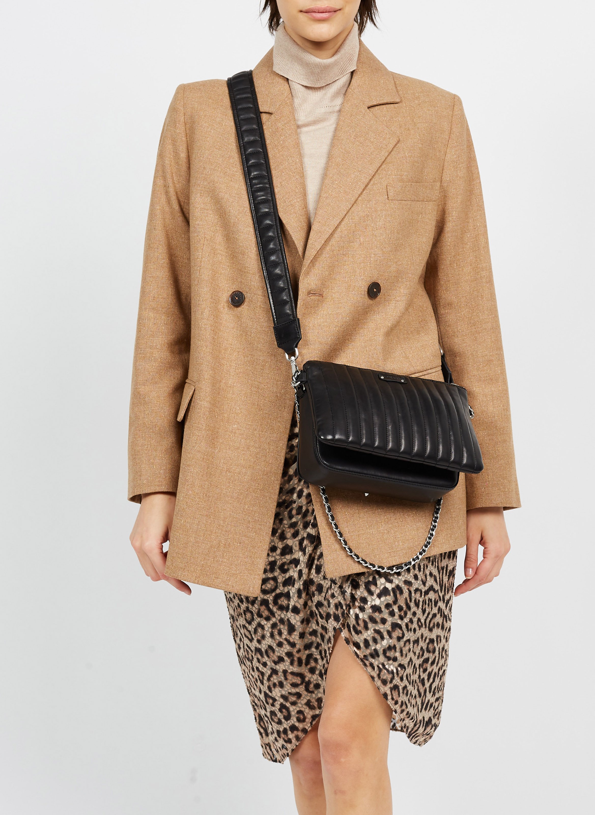 Sac bandoulière en cuir IKKS Noir