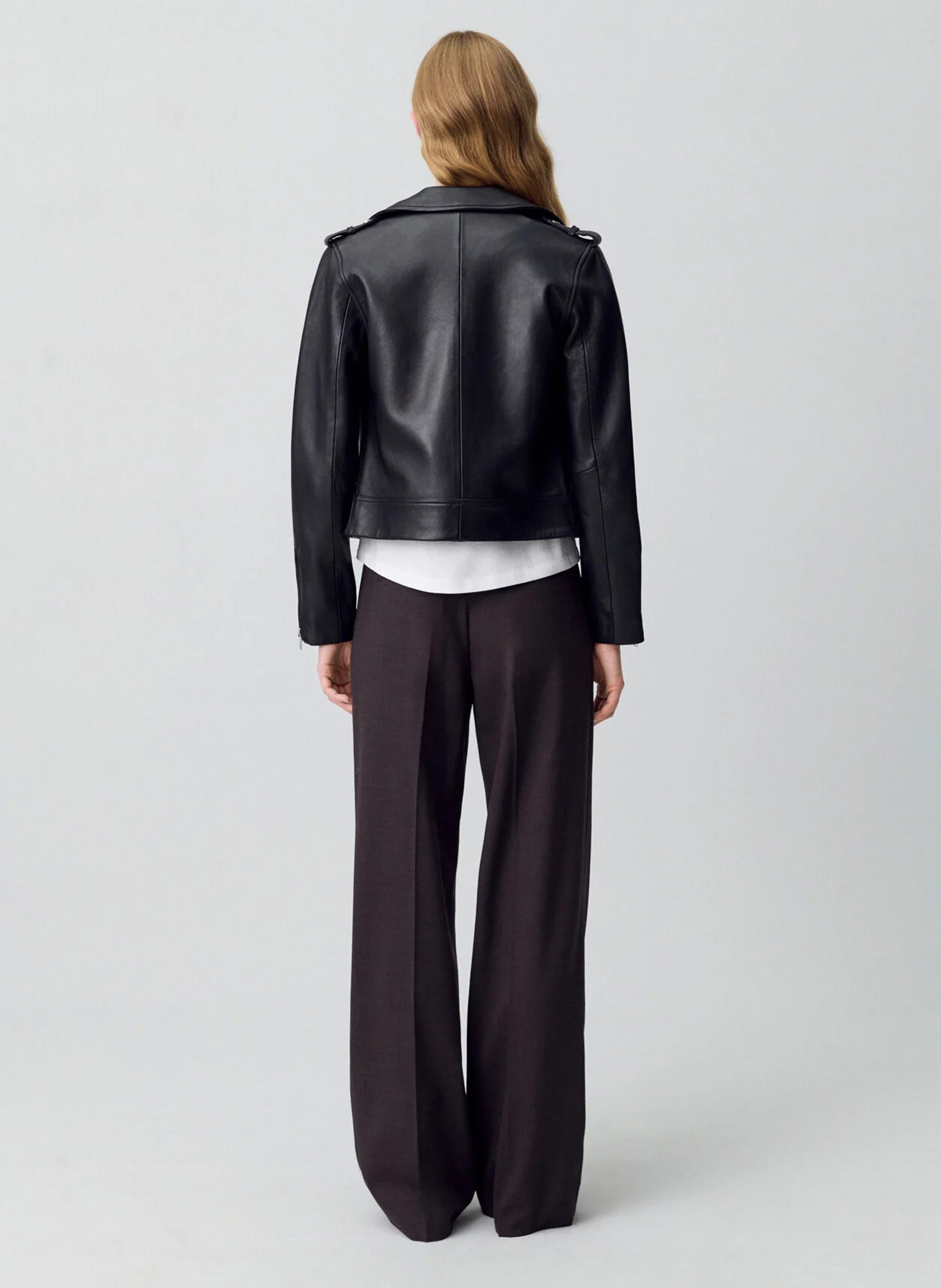 Blouson court en cuir CLAUDIE PIERLOT Noir