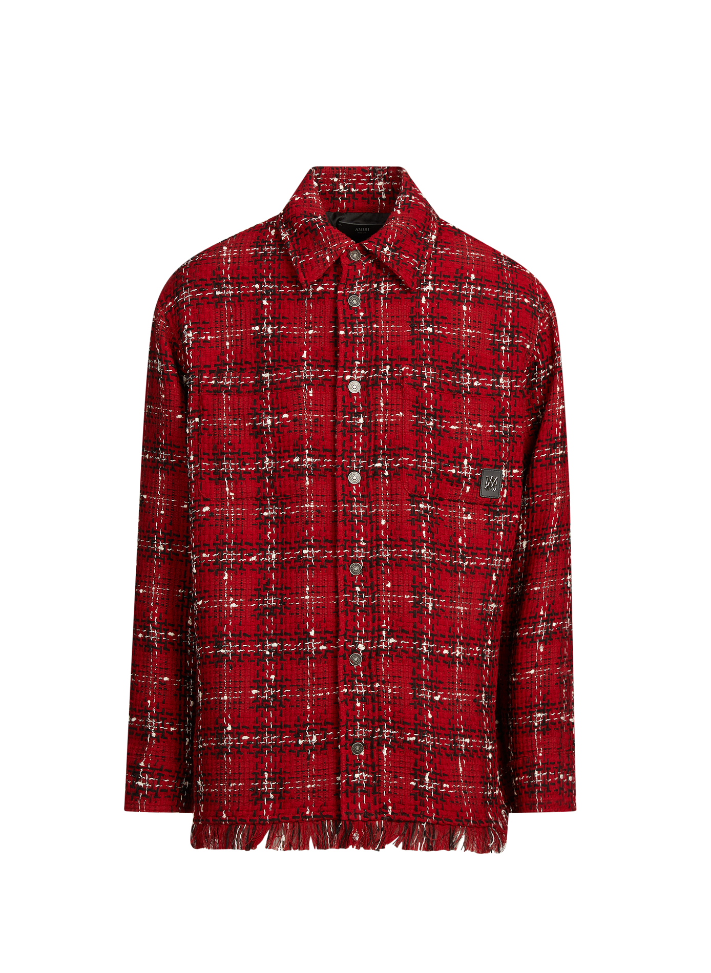 Oversized checked shirt in blended cotton and wool tweed AMIRI Red