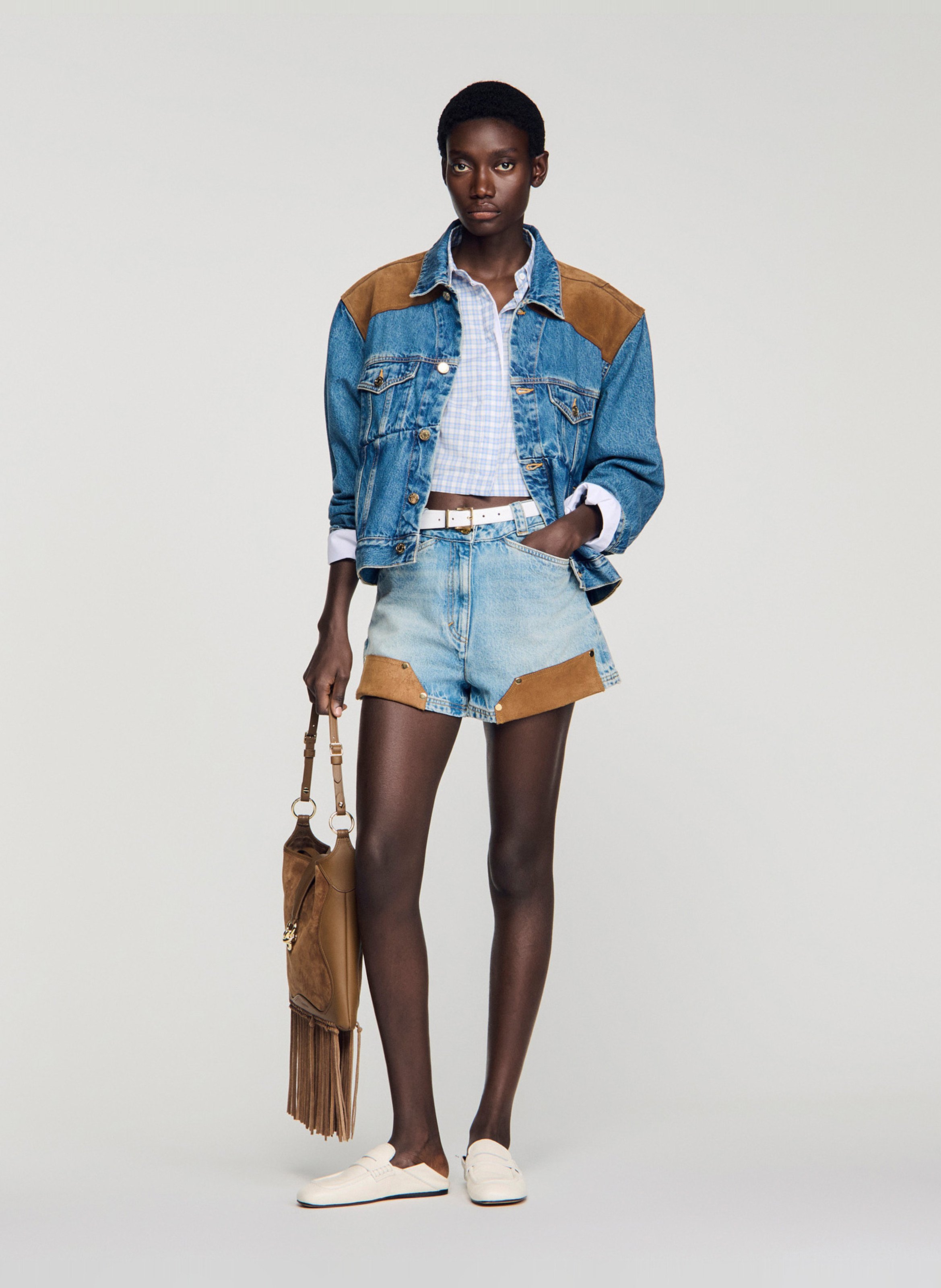 Short droit en coton SANDRO Bleu