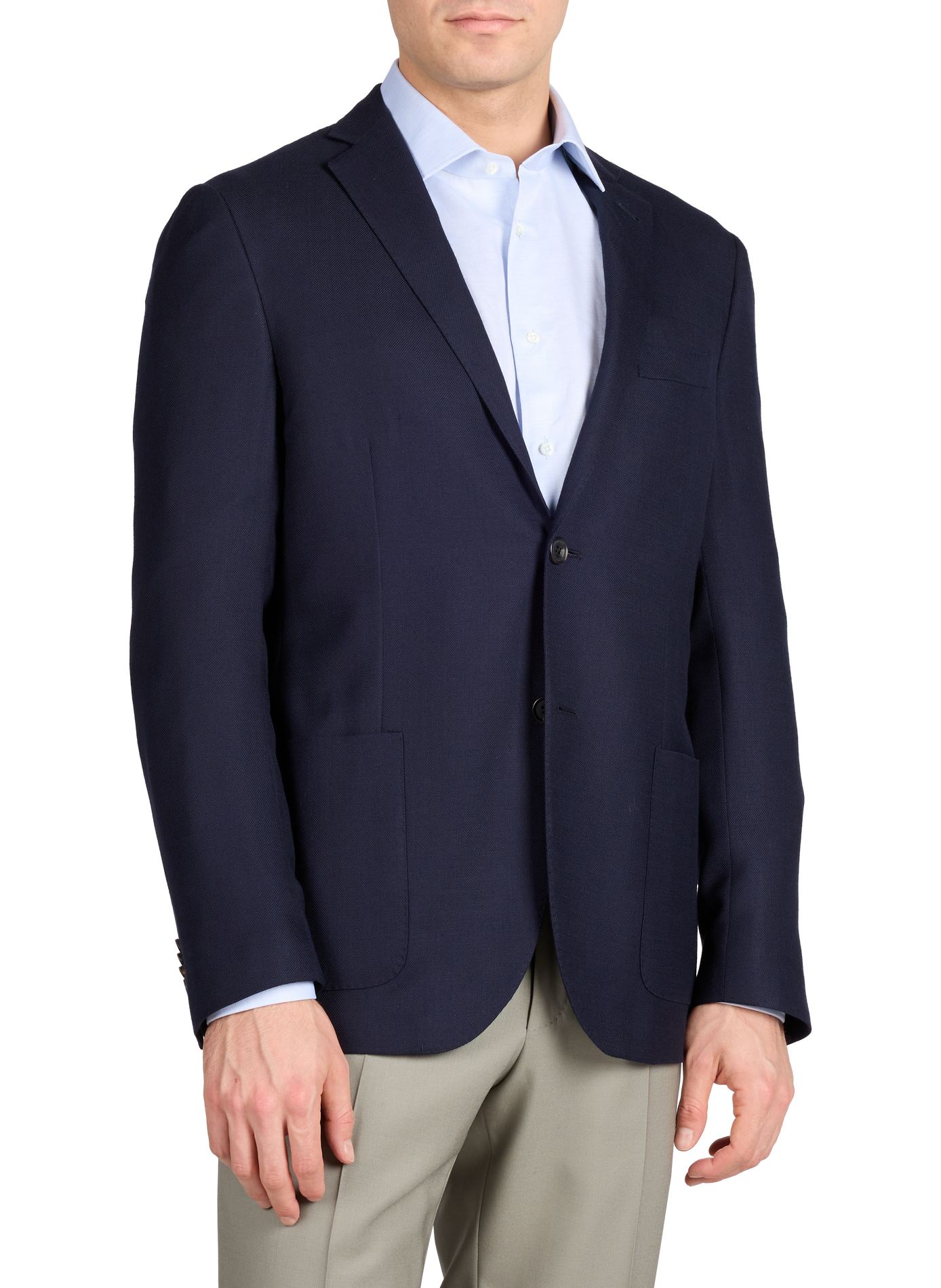 Blazer uni en laine vierge CORNELIANI Bleu
