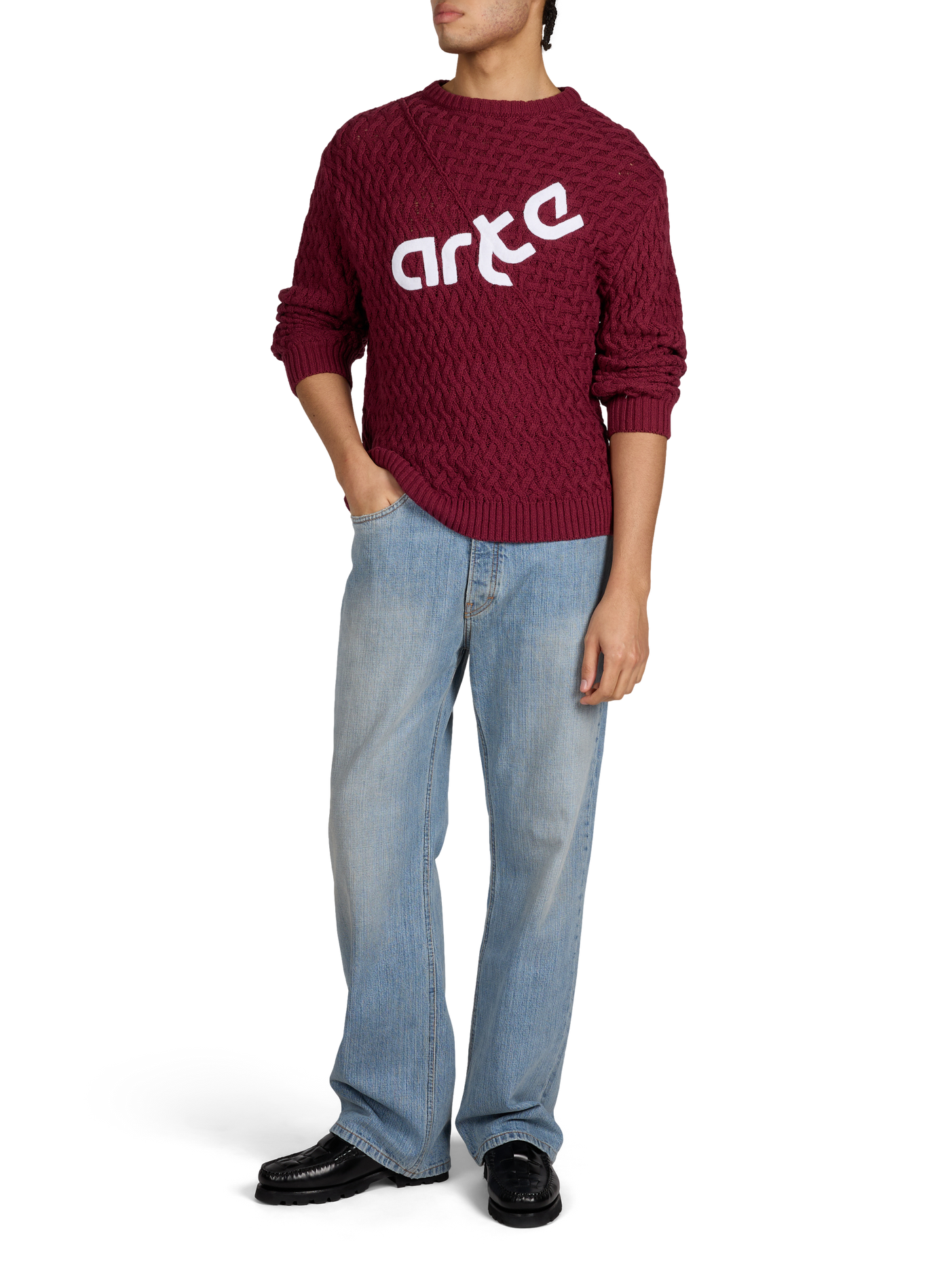 Pull maille tressée en coton mélangé ARTE ANTWERP Rouge