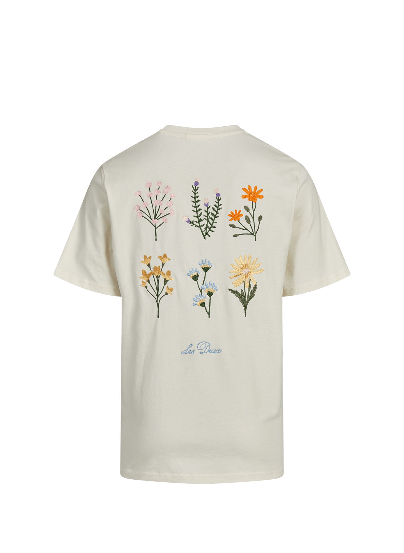 Short-sleeve embroidered cotton T-shirt LES DEUX Beige