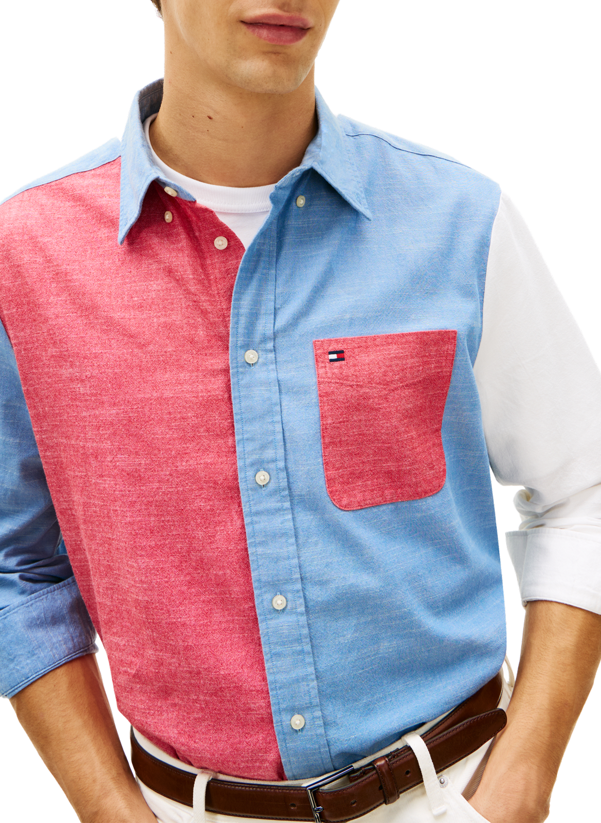 Straight shirt with classic collar in cotton TOMMY HILFIGER Red