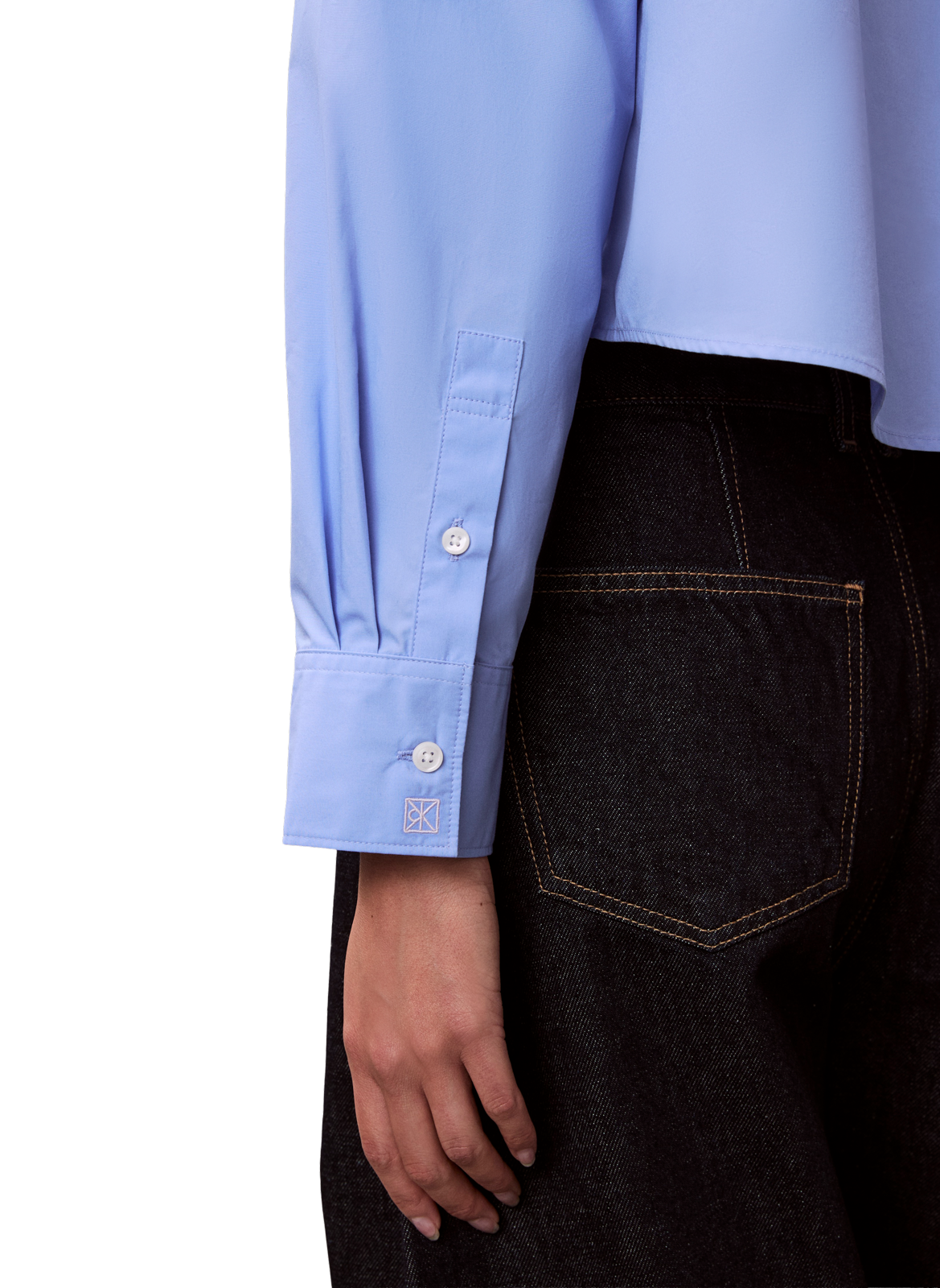 Chemise à coupe crop en coton CALVIN KLEIN Bleu