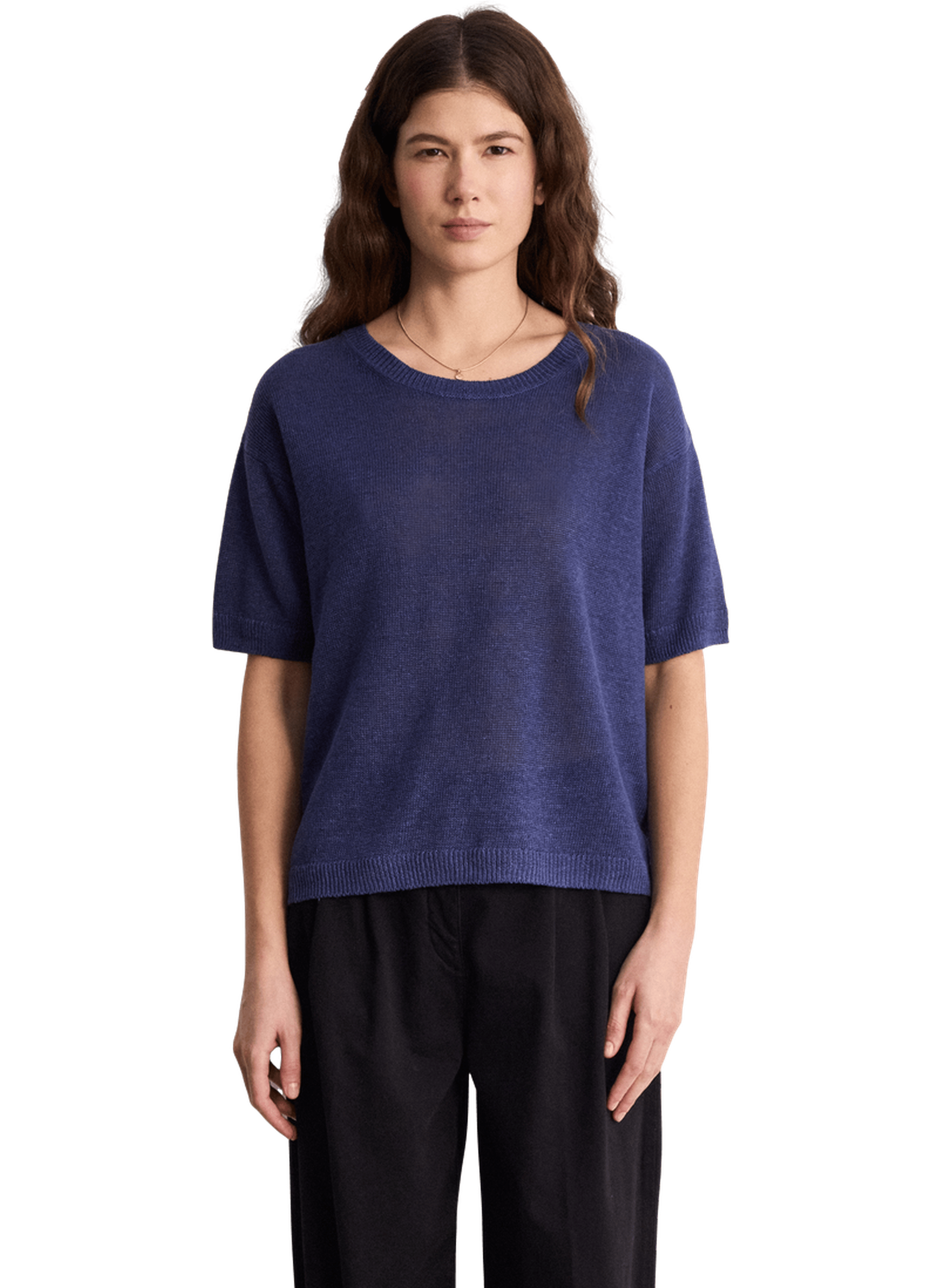 Pull ample en lin à manches courtes - laelia PABLO Bleu