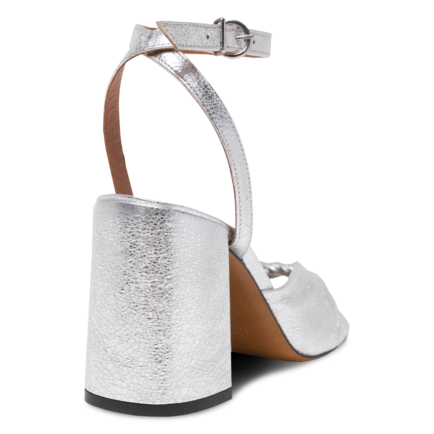 Sandales à talon en curi métallisé MAJE Argent