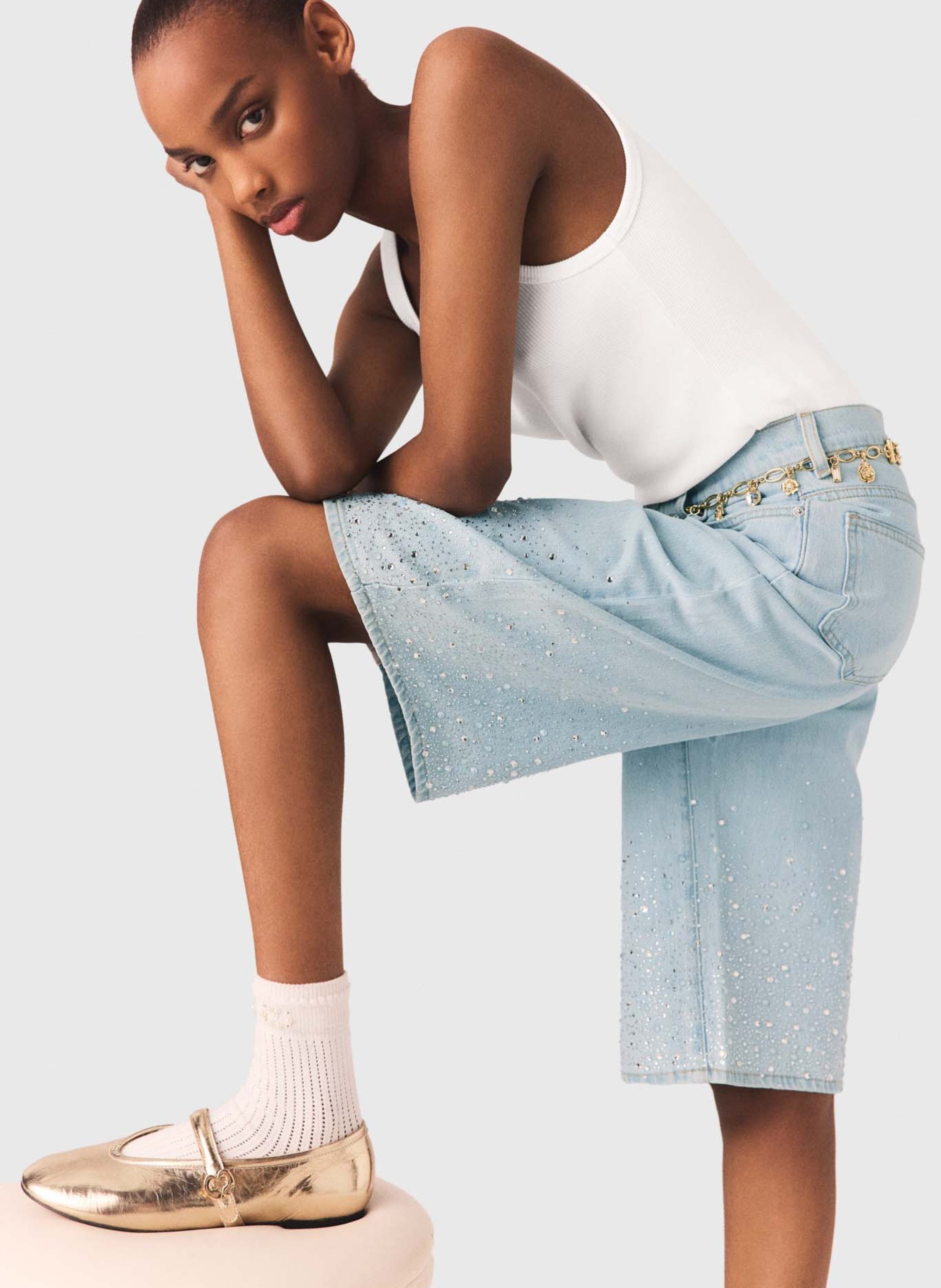 Bermuda large en coton mélangé MAJE Bleu