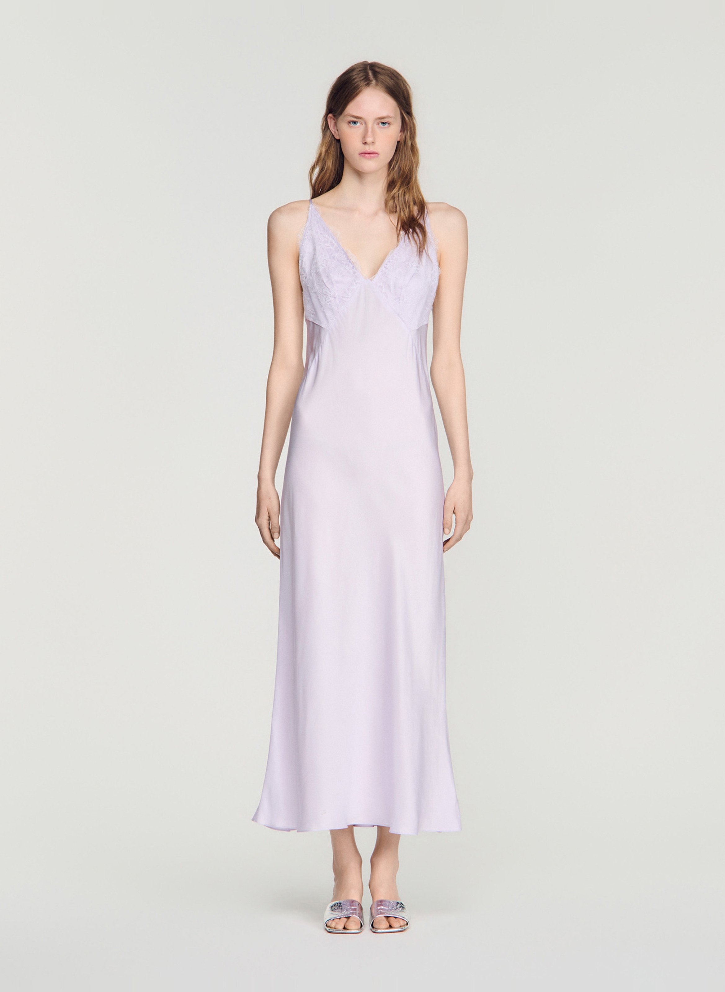 Robe longue col v SANDRO Violet