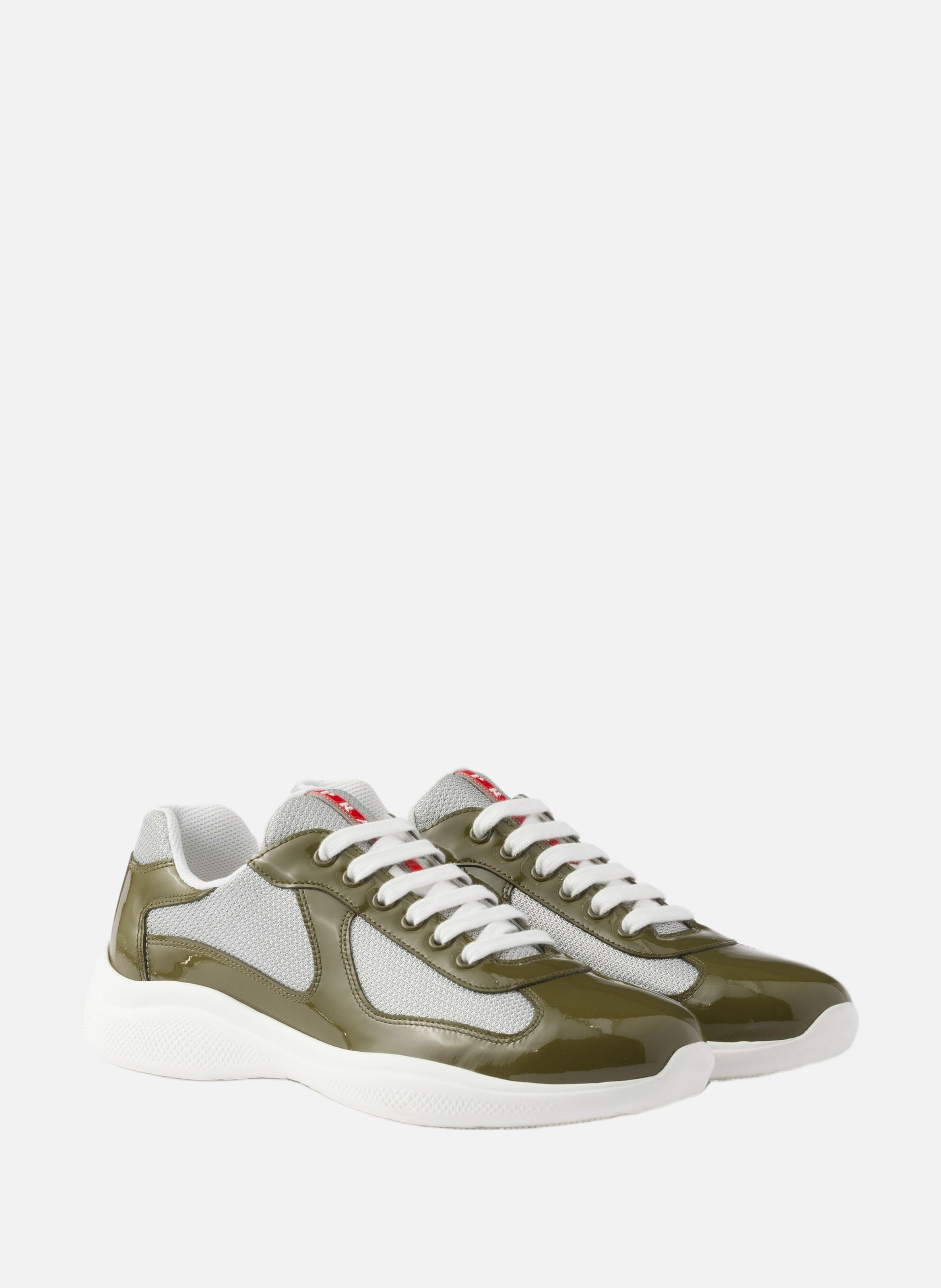 Sneakers prada america’s cup en cuir verni et tiss PRADA Vert