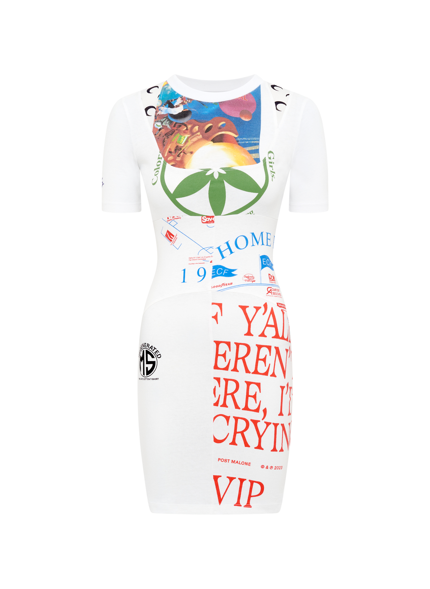 Upcycled graphic t-shirts mini dress MARINE SERRE White