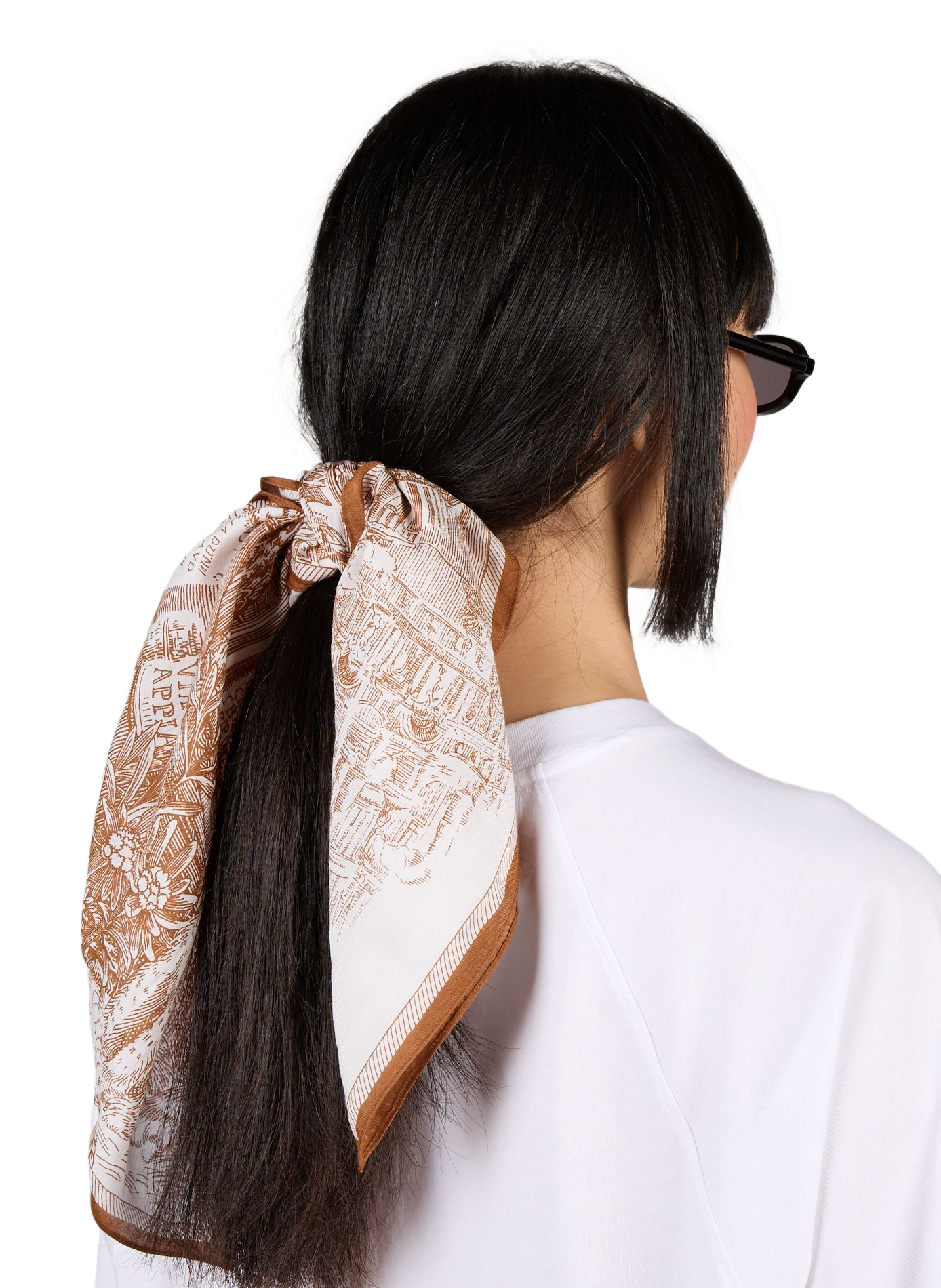 Printed cotton and silk scarf INOUI EDITIONS Beige